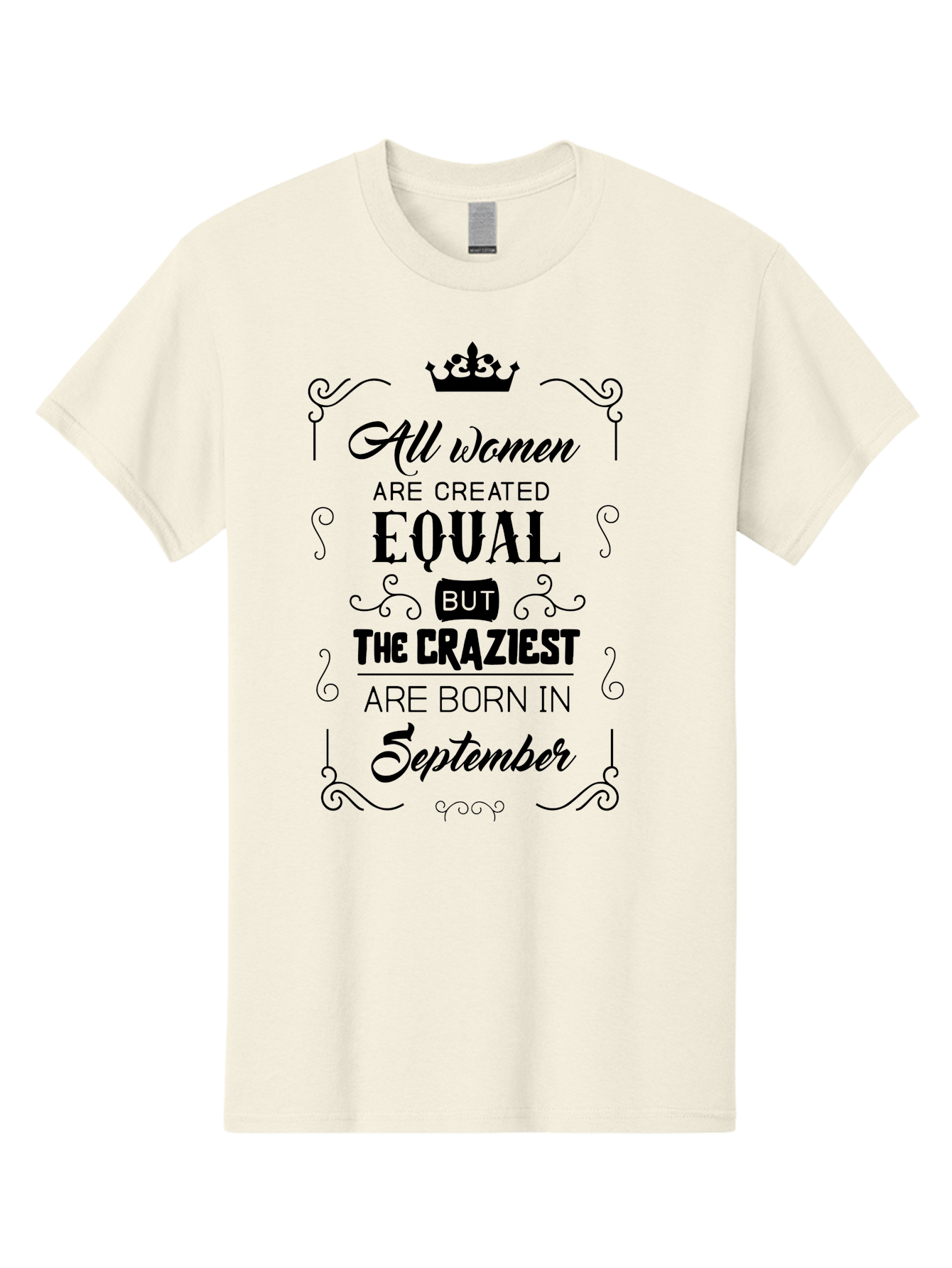 Craziest-Born-September Men'S Graphic Tee, 100% Cotton, Comfortable Casual Summer Wear, Machine Washable, Birth Month, September Born, Crazy Personality, Women'S Empowerment, Inspirational Quote, Funny Humor, Quirky Vibe, Equal But Different, Aac612