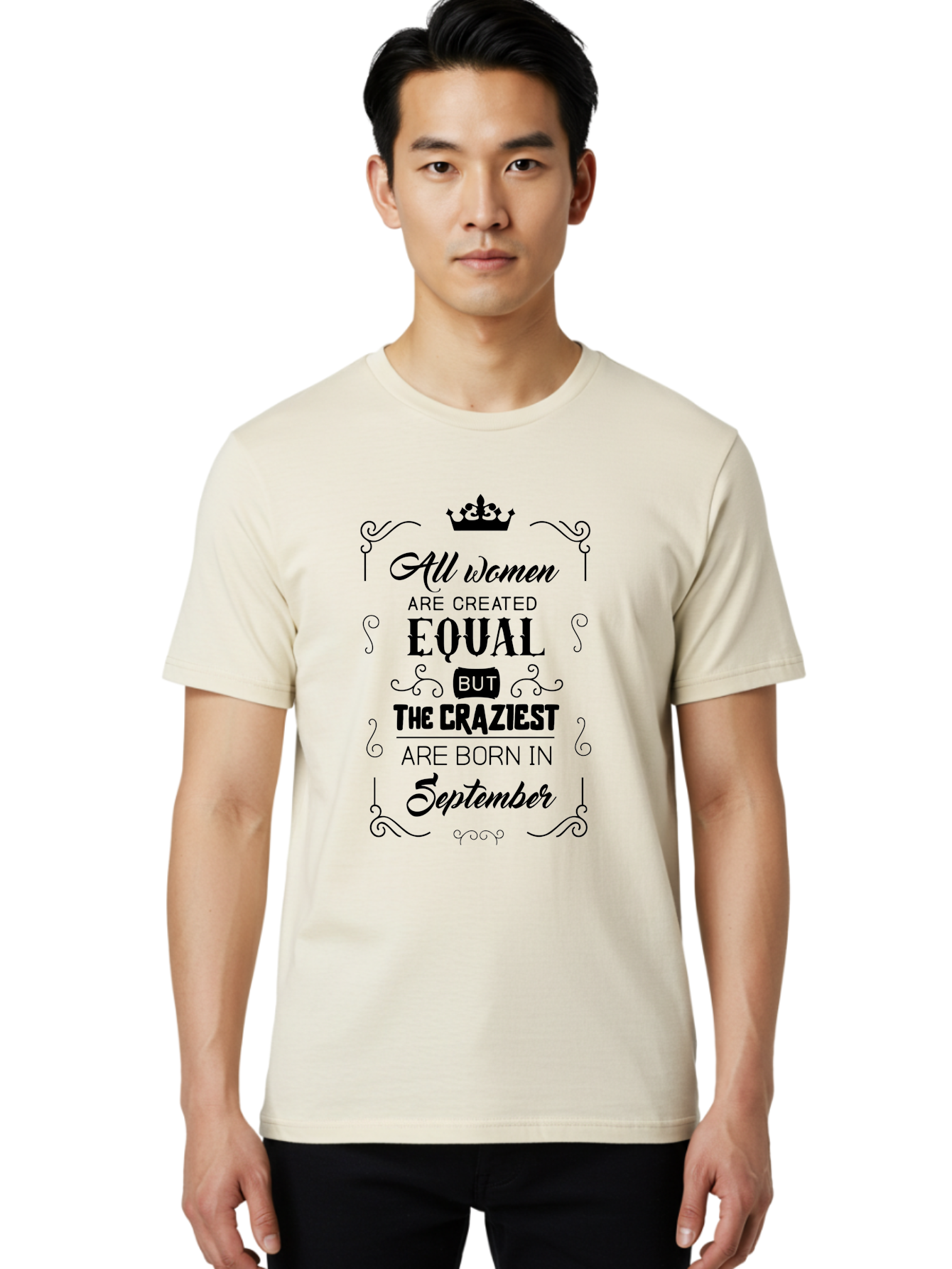 Craziest-Born-September Men'S Graphic Tee, 100% Cotton, Comfortable Casual Summer Wear, Machine Washable, Birth Month, September Born, Crazy Personality, Women'S Empowerment, Inspirational Quote, Funny Humor, Quirky Vibe, Equal But Different, Aac612