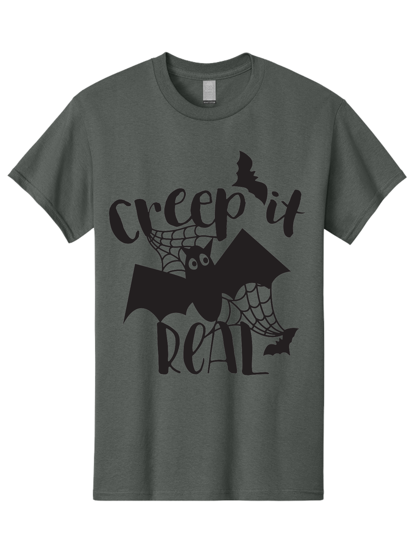 Creep-It-Real Men'S Graphic Tee, 100% Cotton, Comfortable Casual Summer Wear, Machine Washable, Halloween Graphics, Halloween Design, Creepy Bat, Spider Web, Halloween Theme, Spooky Atmosphere, Halloween Decoration, Creepy Eyes Aac614