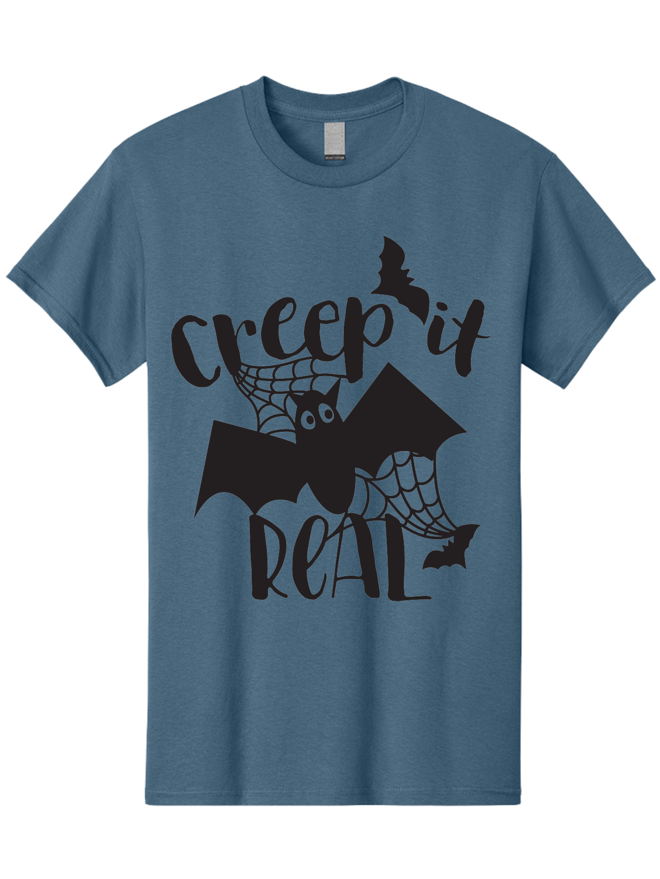 Creep-It-Real Men'S Graphic Tee, 100% Cotton, Comfortable Casual Summer Wear, Machine Washable, Halloween Graphics, Halloween Design, Creepy Bat, Spider Web, Halloween Theme, Spooky Atmosphere, Halloween Decoration, Creepy Eyes Aac614