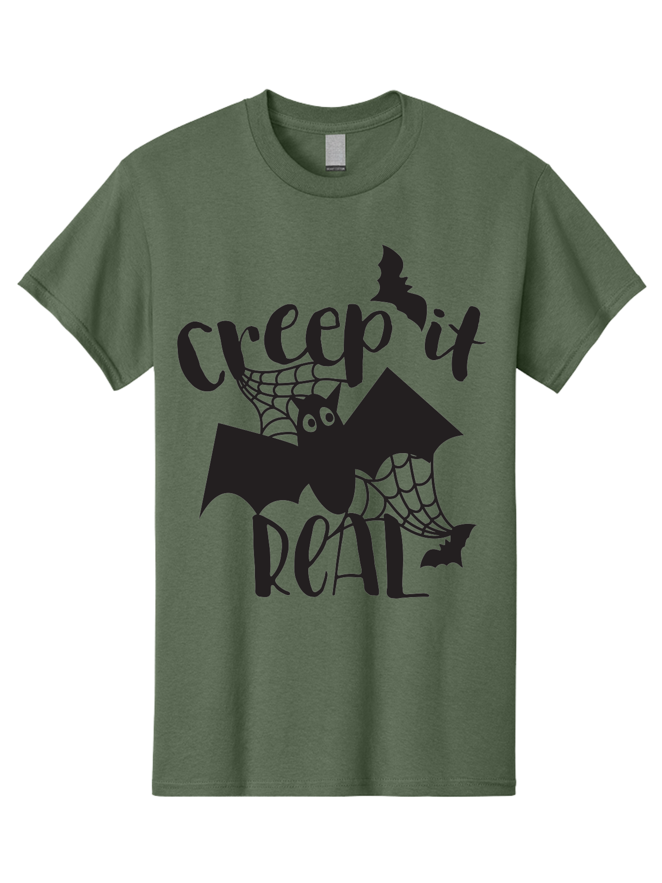Creep-It-Real Men'S Graphic Tee, 100% Cotton, Comfortable Casual Summer Wear, Machine Washable, Halloween Graphics, Halloween Design, Creepy Bat, Spider Web, Halloween Theme, Spooky Atmosphere, Halloween Decoration, Creepy Eyes Aac614