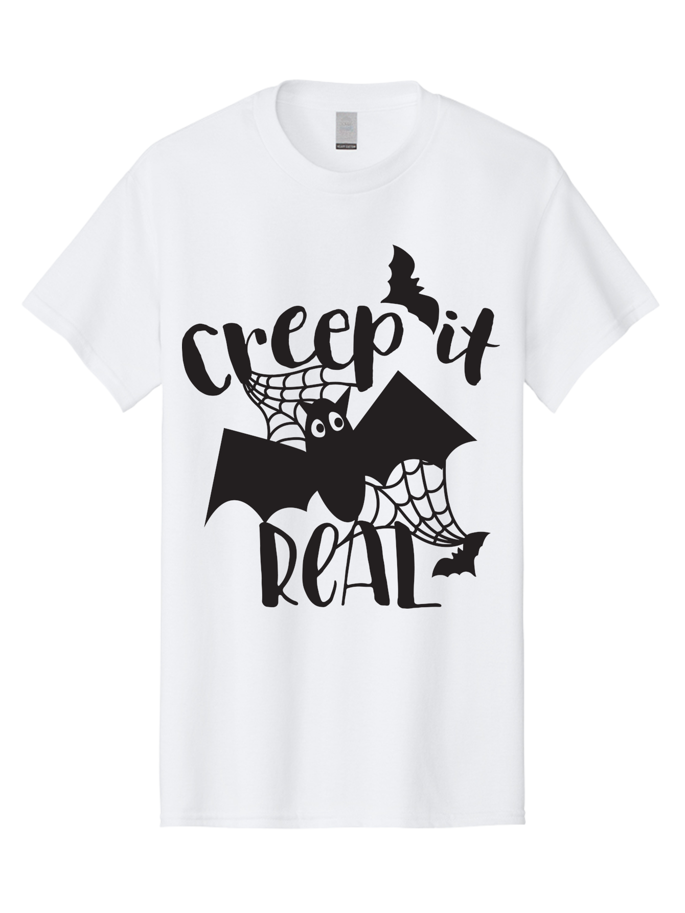 Creep-It-Real Men'S Graphic Tee, 100% Cotton, Comfortable Casual Summer Wear, Machine Washable, Halloween Graphics, Halloween Design, Creepy Bat, Spider Web, Halloween Theme, Spooky Atmosphere, Halloween Decoration, Creepy Eyes Aac614