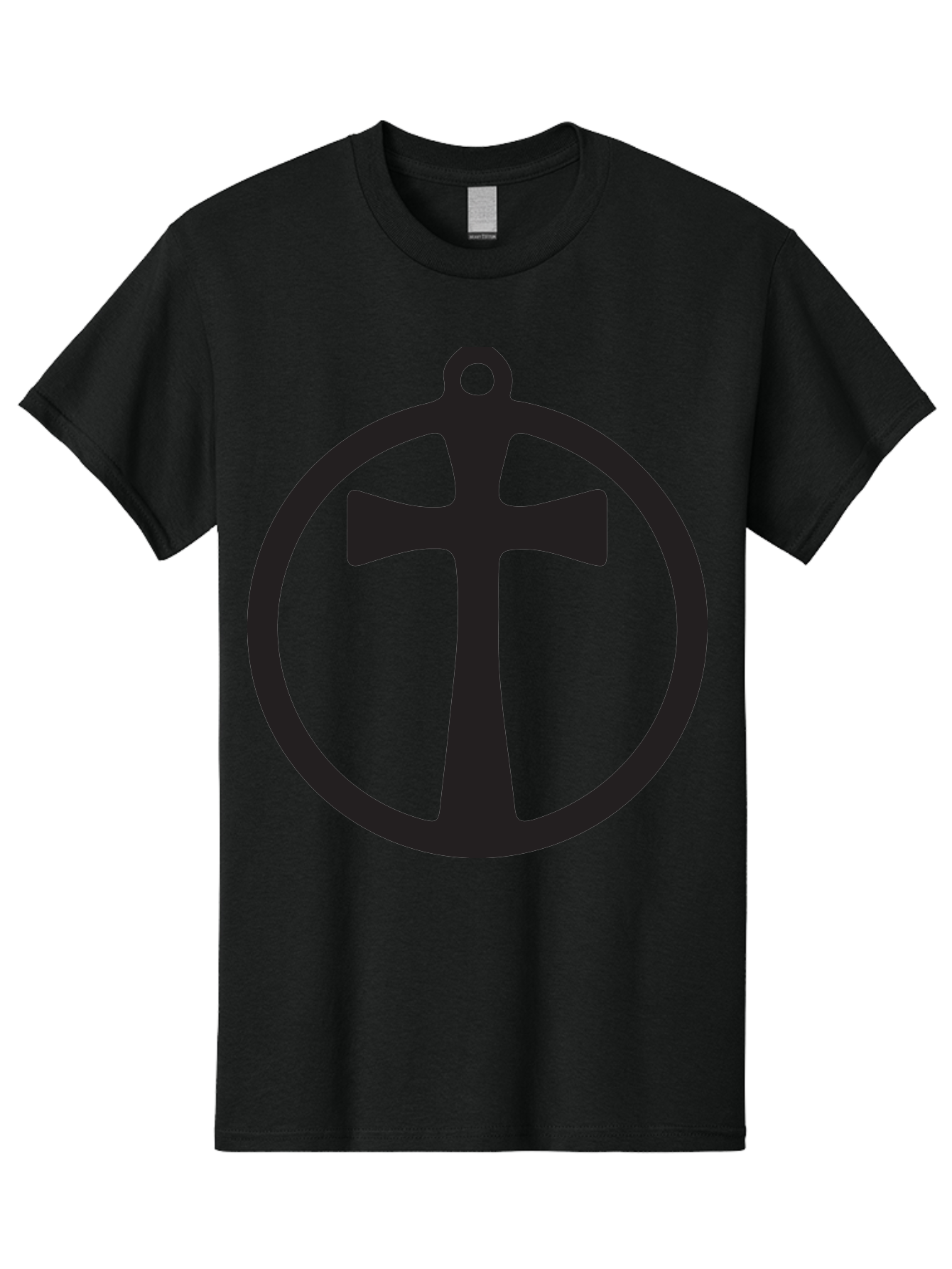 Cross-In-Circle Men'S Graphic Tee, 100% Cotton, Comfortable Casual Summer Wear, Machine Washable, Cross In Circle, Pendant Design, Christian Symbol, Faith Jewelry, Minimalist Pendant, Simple Cross Design, Religious Icon Aac615
