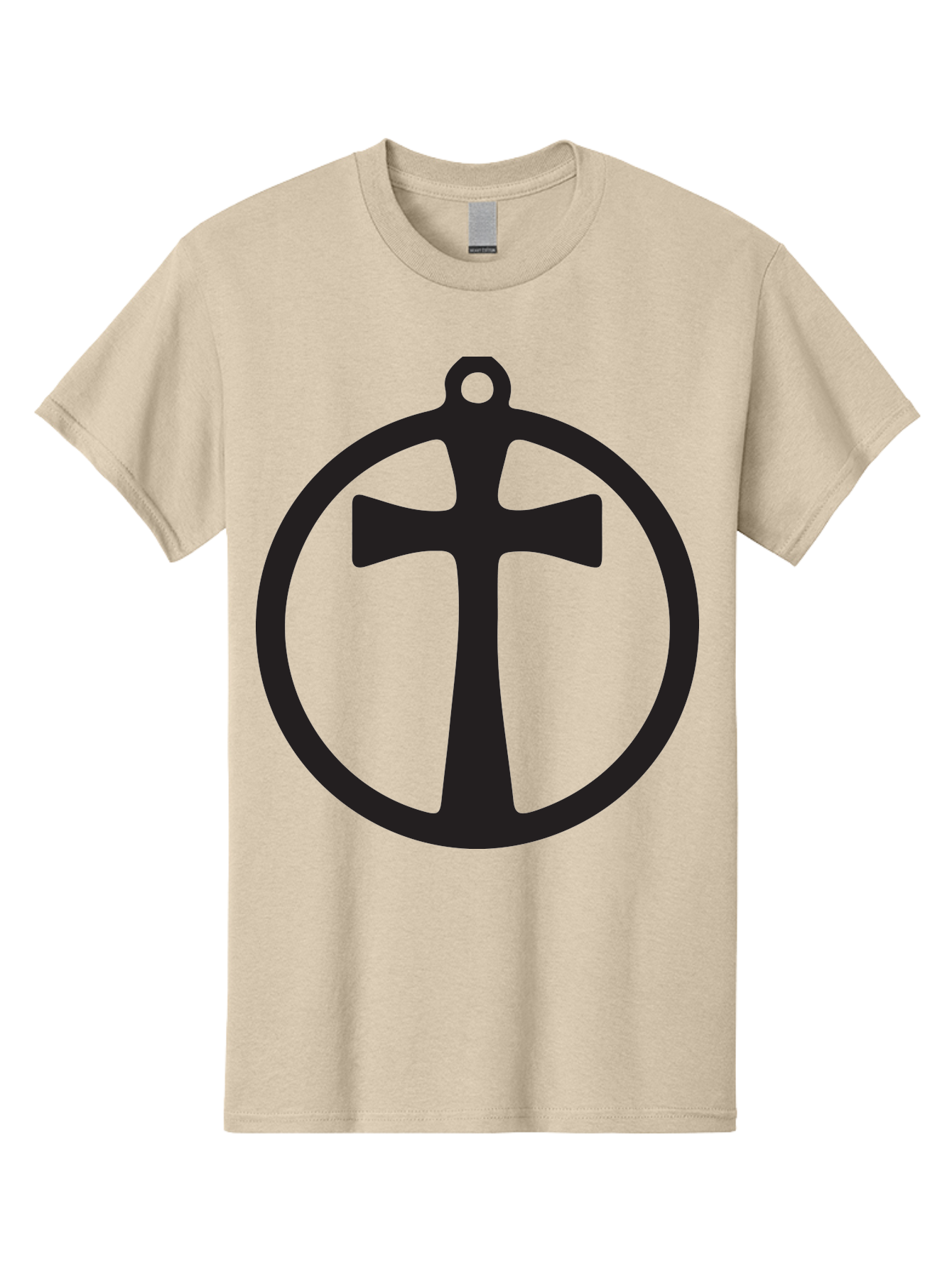 Cross-In-Circle Men'S Graphic Tee, 100% Cotton, Comfortable Casual Summer Wear, Machine Washable, Cross In Circle, Pendant Design, Christian Symbol, Faith Jewelry, Minimalist Pendant, Simple Cross Design, Religious Icon Aac615