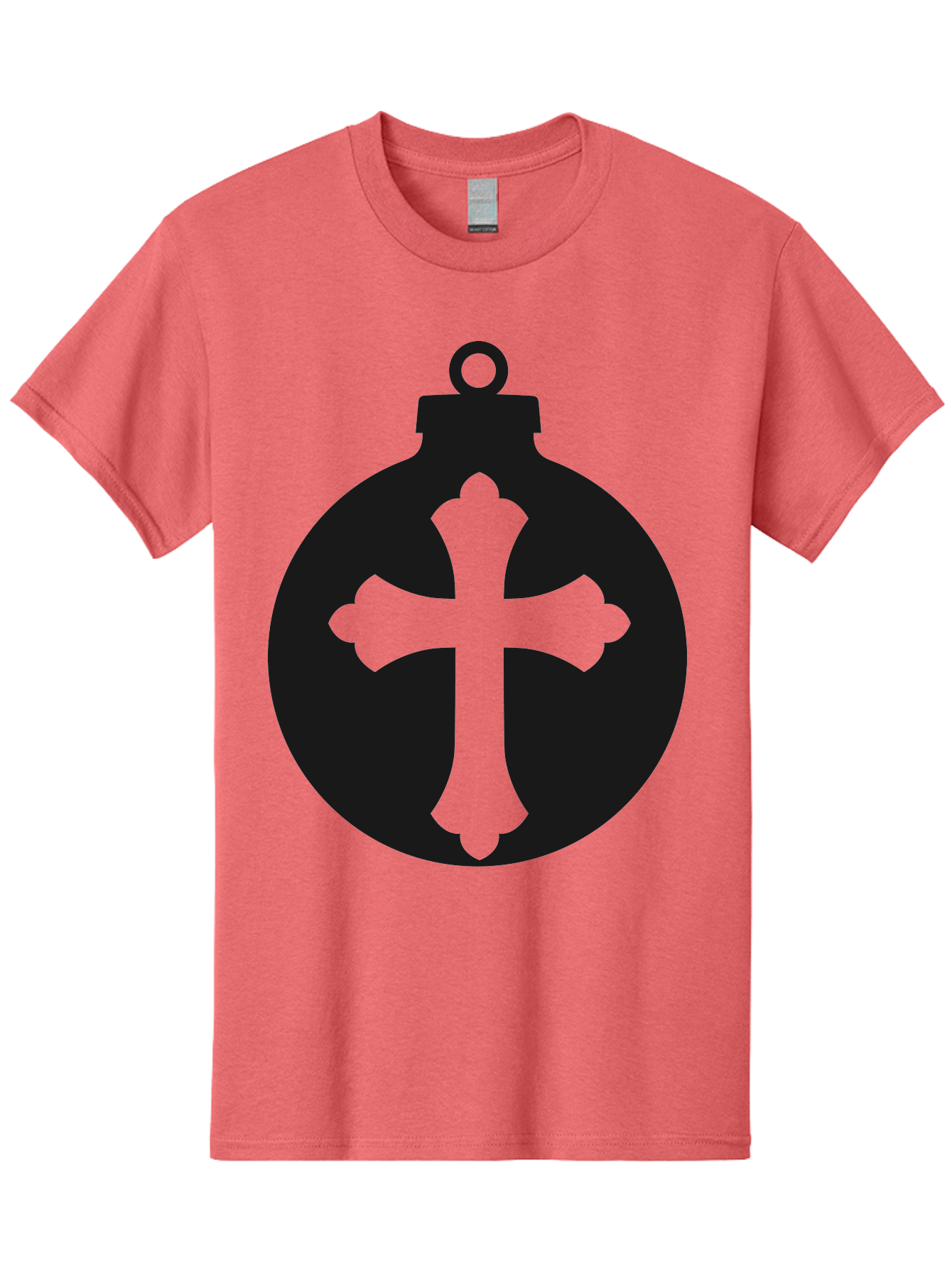 Cross-Ornament Men'S Graphic Tee, 100% Cotton, Comfortable Casual Summer Wear, Machine Washable, Christian Ornament, Cross Decoration, Holiday Symbol, Christmas Decoration, Faith Representation, Religious Icon, Symbolic Ornament Aac616