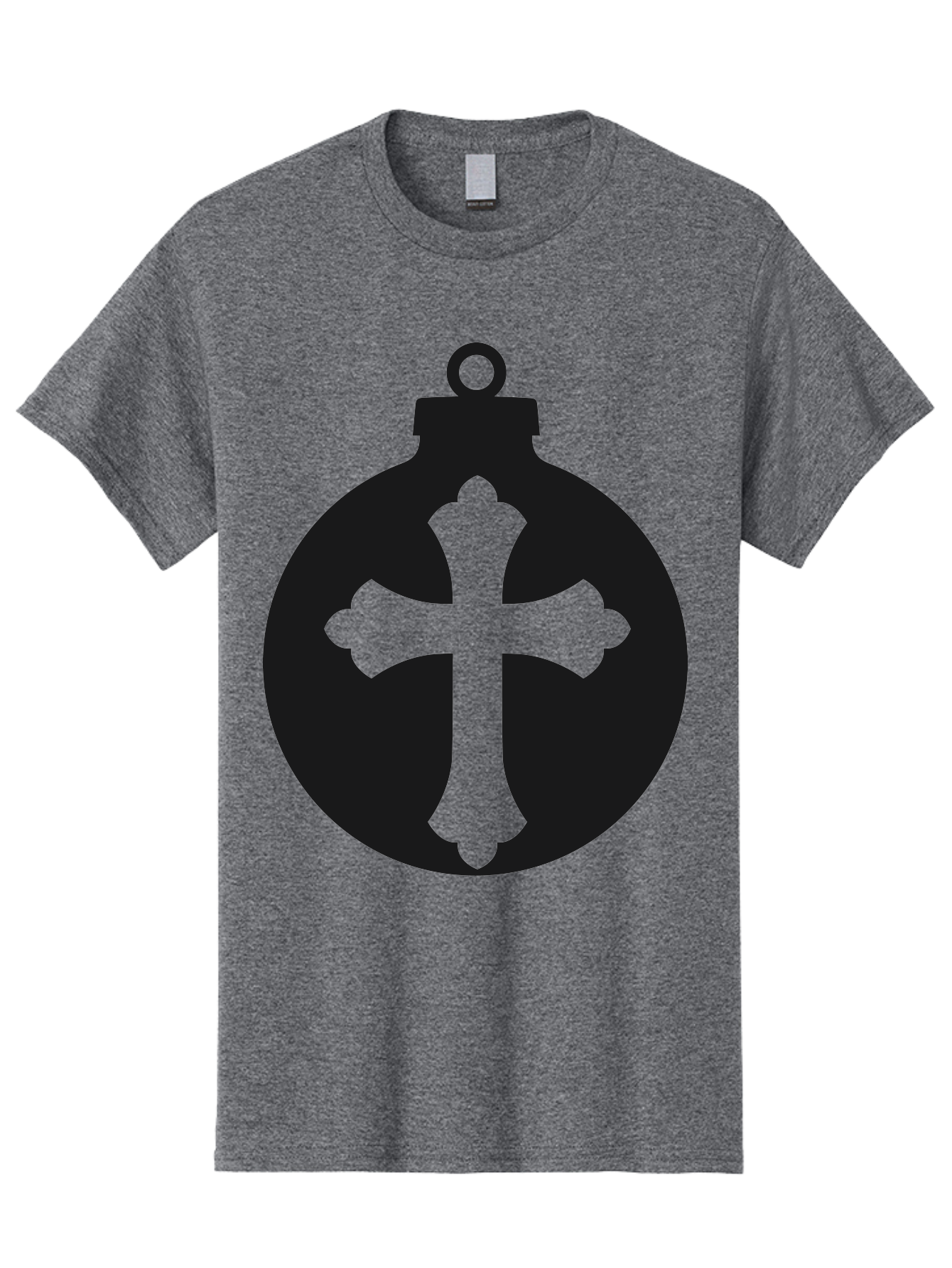 Cross-Ornament Men'S Graphic Tee, 100% Cotton, Comfortable Casual Summer Wear, Machine Washable, Christian Ornament, Cross Decoration, Holiday Symbol, Christmas Decoration, Faith Representation, Religious Icon, Symbolic Ornament Aac616