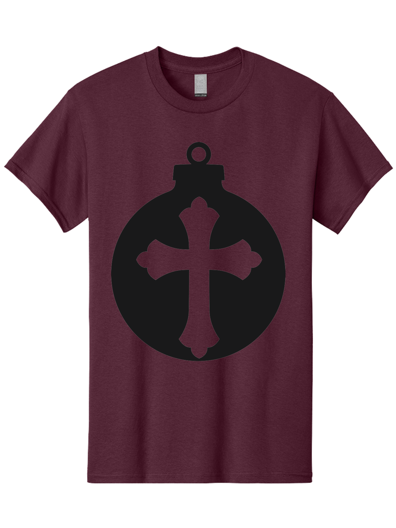 Cross-Ornament Men'S Graphic Tee, 100% Cotton, Comfortable Casual Summer Wear, Machine Washable, Christian Ornament, Cross Decoration, Holiday Symbol, Christmas Decoration, Faith Representation, Religious Icon, Symbolic Ornament Aac616