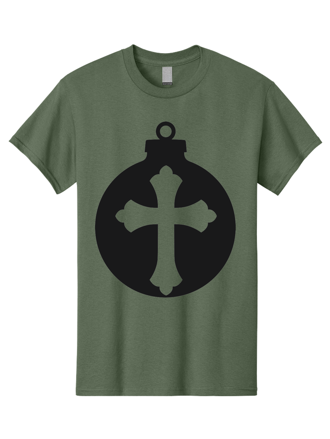 Cross-Ornament Men'S Graphic Tee, 100% Cotton, Comfortable Casual Summer Wear, Machine Washable, Christian Ornament, Cross Decoration, Holiday Symbol, Christmas Decoration, Faith Representation, Religious Icon, Symbolic Ornament Aac616