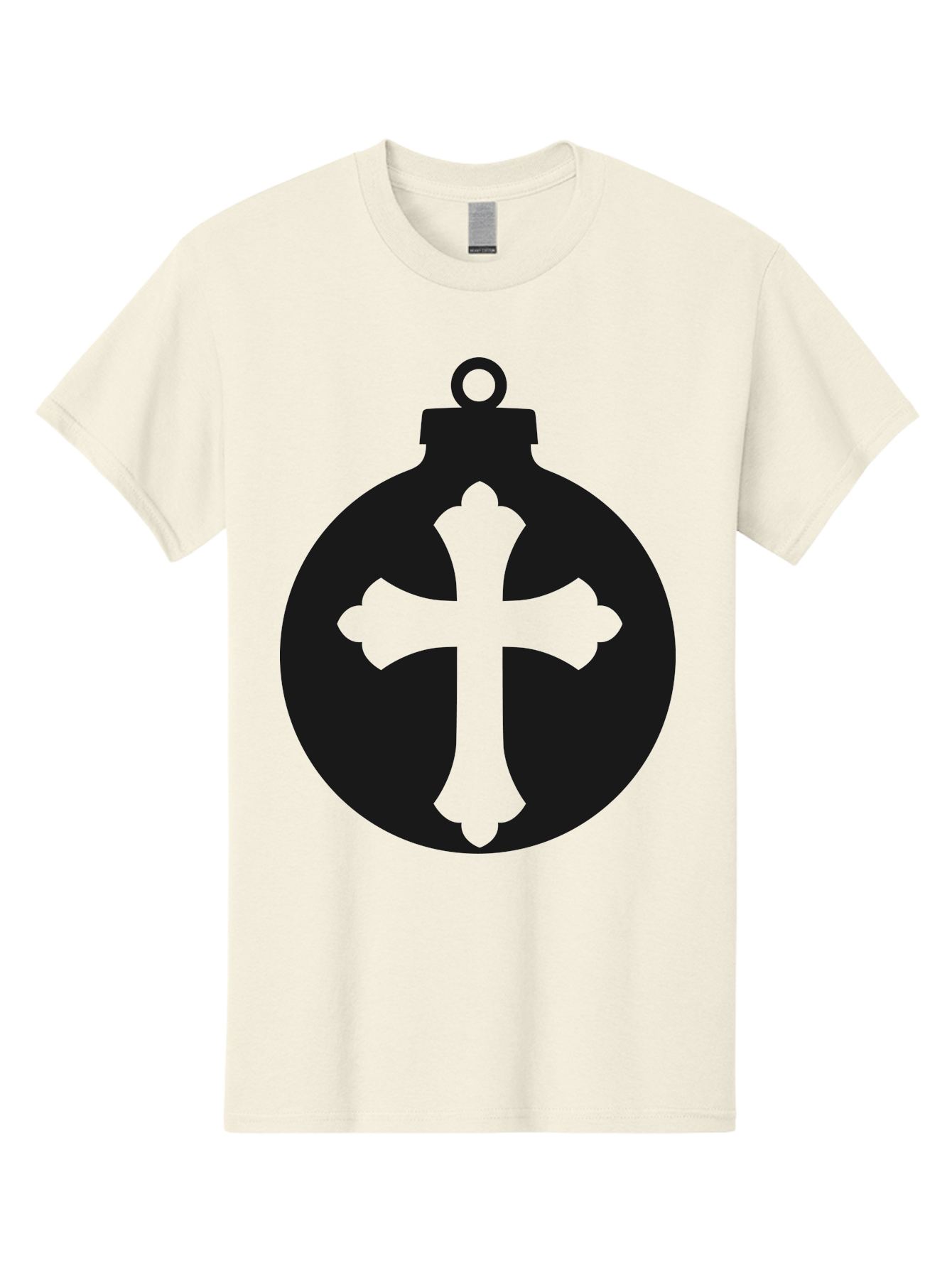 Cross-Ornament Men'S Graphic Tee, 100% Cotton, Comfortable Casual Summer Wear, Machine Washable, Christian Ornament, Cross Decoration, Holiday Symbol, Christmas Decoration, Faith Representation, Religious Icon, Symbolic Ornament Aac616