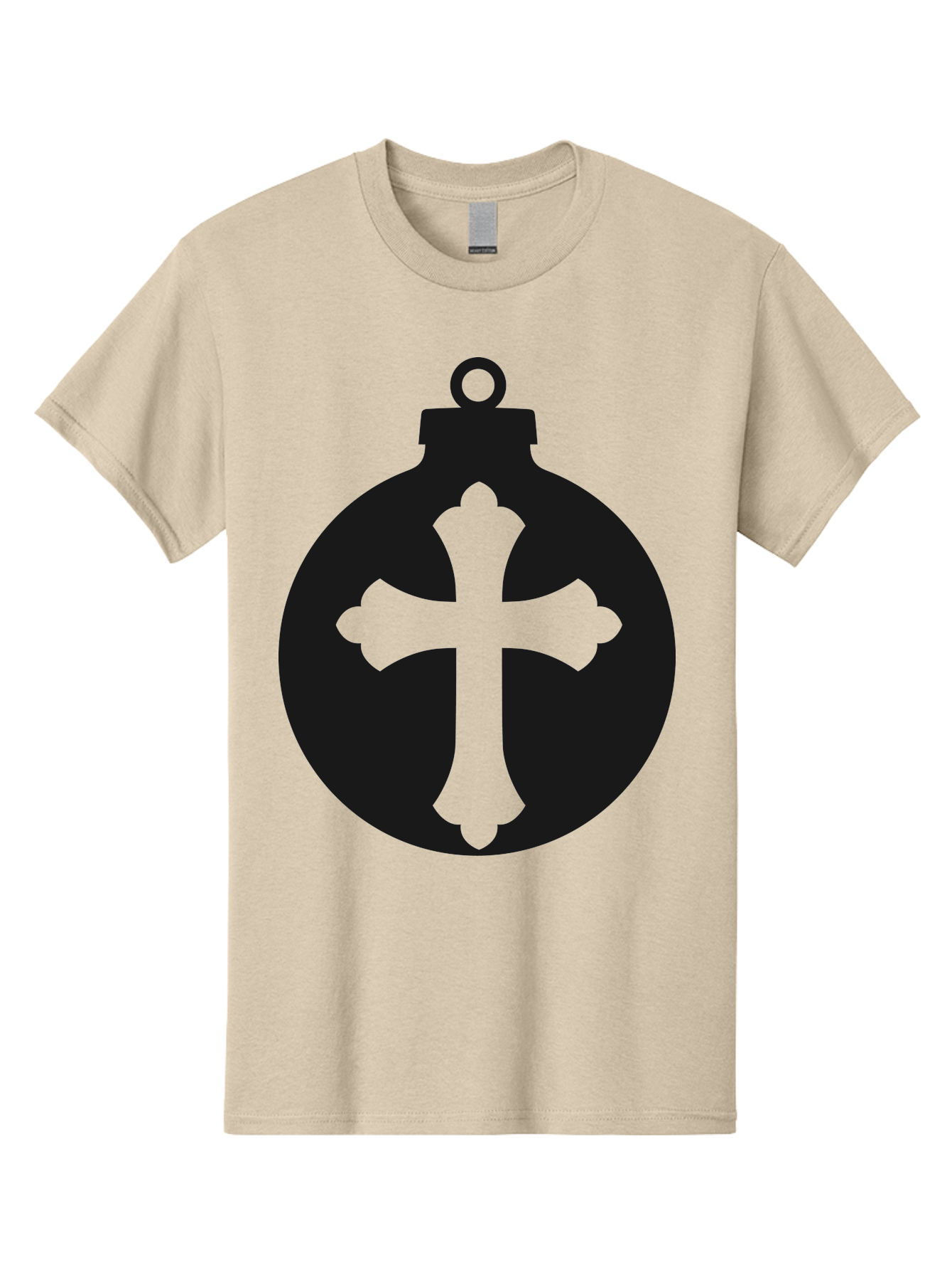 Cross-Ornament Men'S Graphic Tee, 100% Cotton, Comfortable Casual Summer Wear, Machine Washable, Christian Ornament, Cross Decoration, Holiday Symbol, Christmas Decoration, Faith Representation, Religious Icon, Symbolic Ornament Aac616