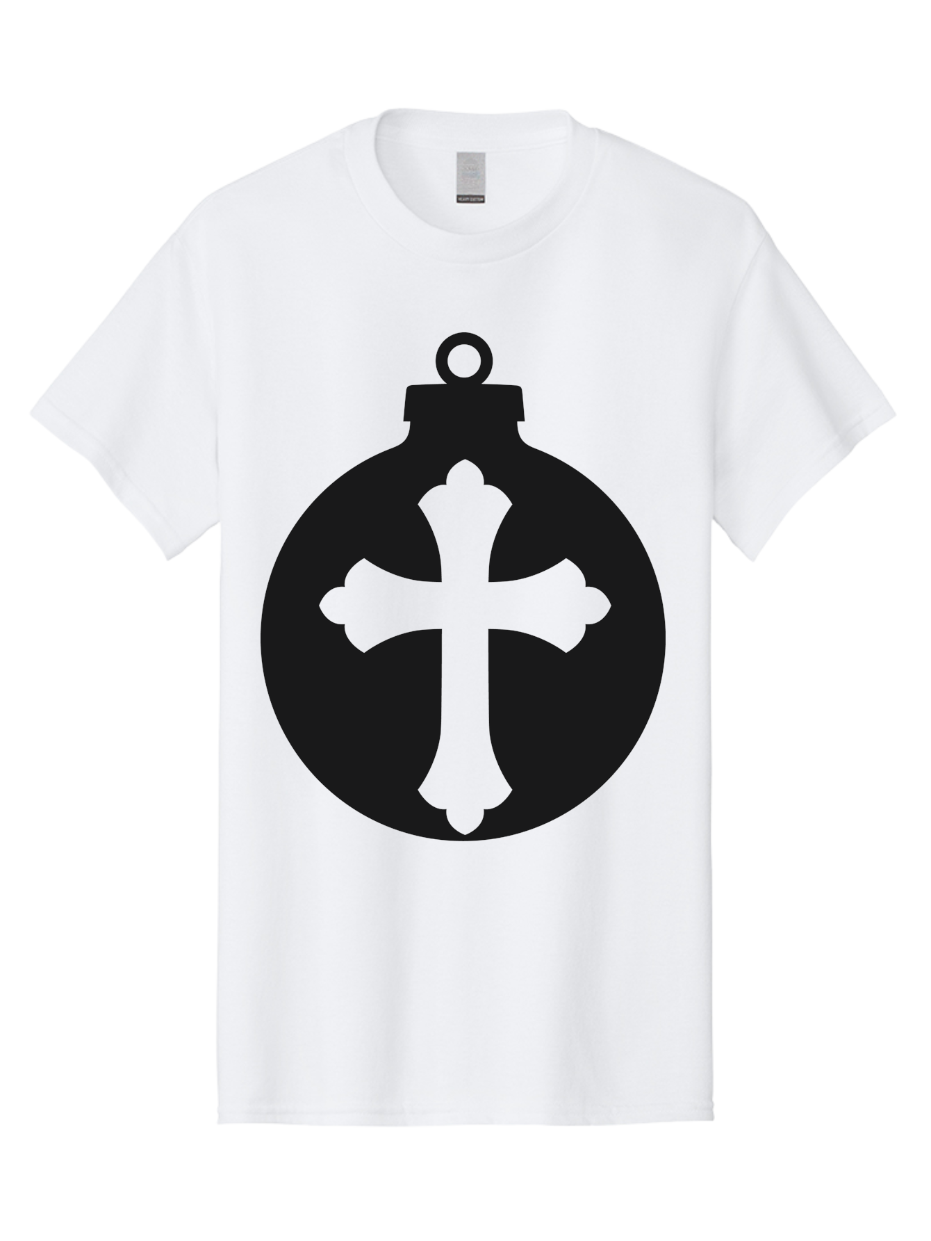 Cross-Ornament Men'S Graphic Tee, 100% Cotton, Comfortable Casual Summer Wear, Machine Washable, Christian Ornament, Cross Decoration, Holiday Symbol, Christmas Decoration, Faith Representation, Religious Icon, Symbolic Ornament Aac616