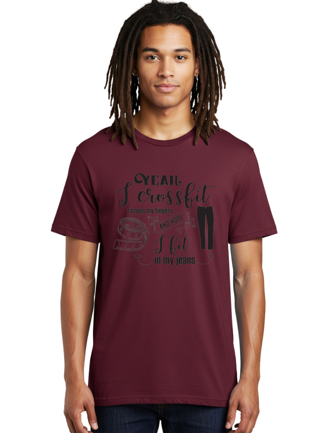 Crossfit-Jeans Men'S Graphic Tee, 100% Cotton, Comfortable Casual Summer Wear, Machine Washable, Crossfit Quote, Fitness Motivation, Weight Loss, Jeans, Measuring Tape, Funny Workout Saying, Gym Humor, Fitness Goals, Workout Inspiration Aac618
