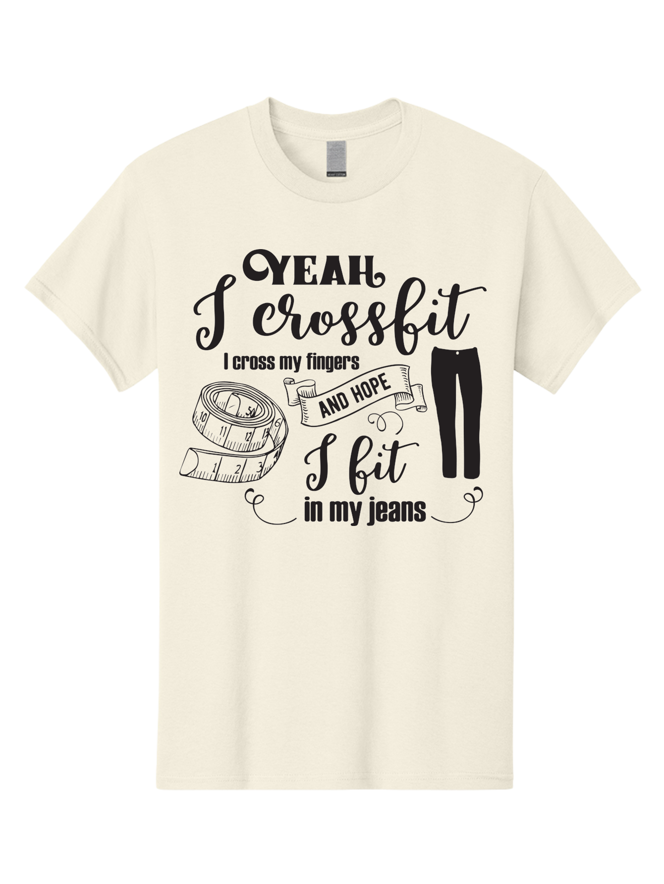 Crossfit-Jeans Men'S Graphic Tee, 100% Cotton, Comfortable Casual Summer Wear, Machine Washable, Crossfit Quote, Fitness Motivation, Weight Loss, Jeans, Measuring Tape, Funny Workout Saying, Gym Humor, Fitness Goals, Workout Inspiration Aac618