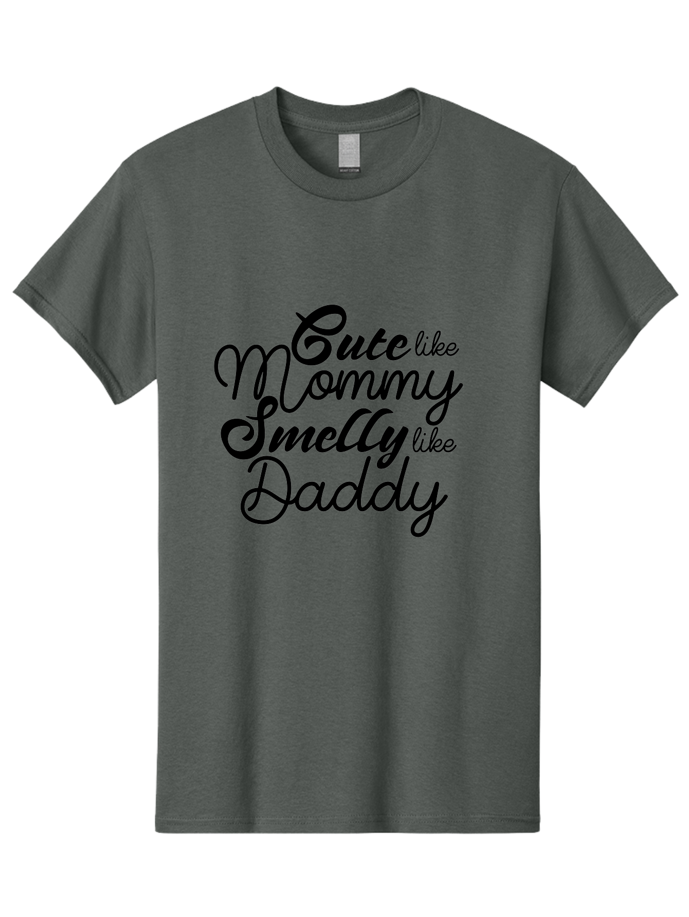Cute-Like-Mommy-Smelly-Like-Daddy Men'S Graphic Tee, 100% Cotton, Comfortable Casual Summer Wear, Machine Washable, Funny Quotes, Baby Humor, Mommy Daddy Quote, Cute Baby Saying, Humorous Design, Playful Typography, Funny Baby Graphics, Aac619
