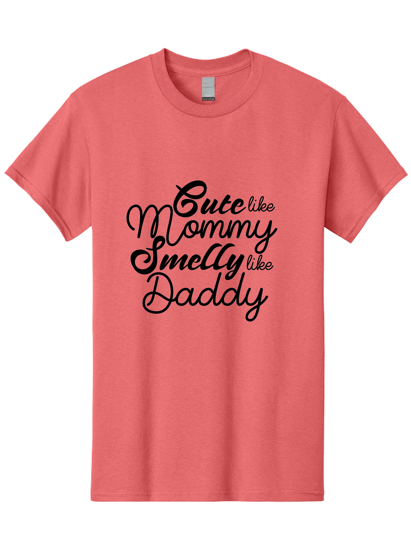 Cute-Like-Mommy-Smelly-Like-Daddy Men'S Graphic Tee, 100% Cotton, Comfortable Casual Summer Wear, Machine Washable, Funny Quotes, Baby Humor, Mommy Daddy Quote, Cute Baby Saying, Humorous Design, Playful Typography, Funny Baby Graphics, Aac619