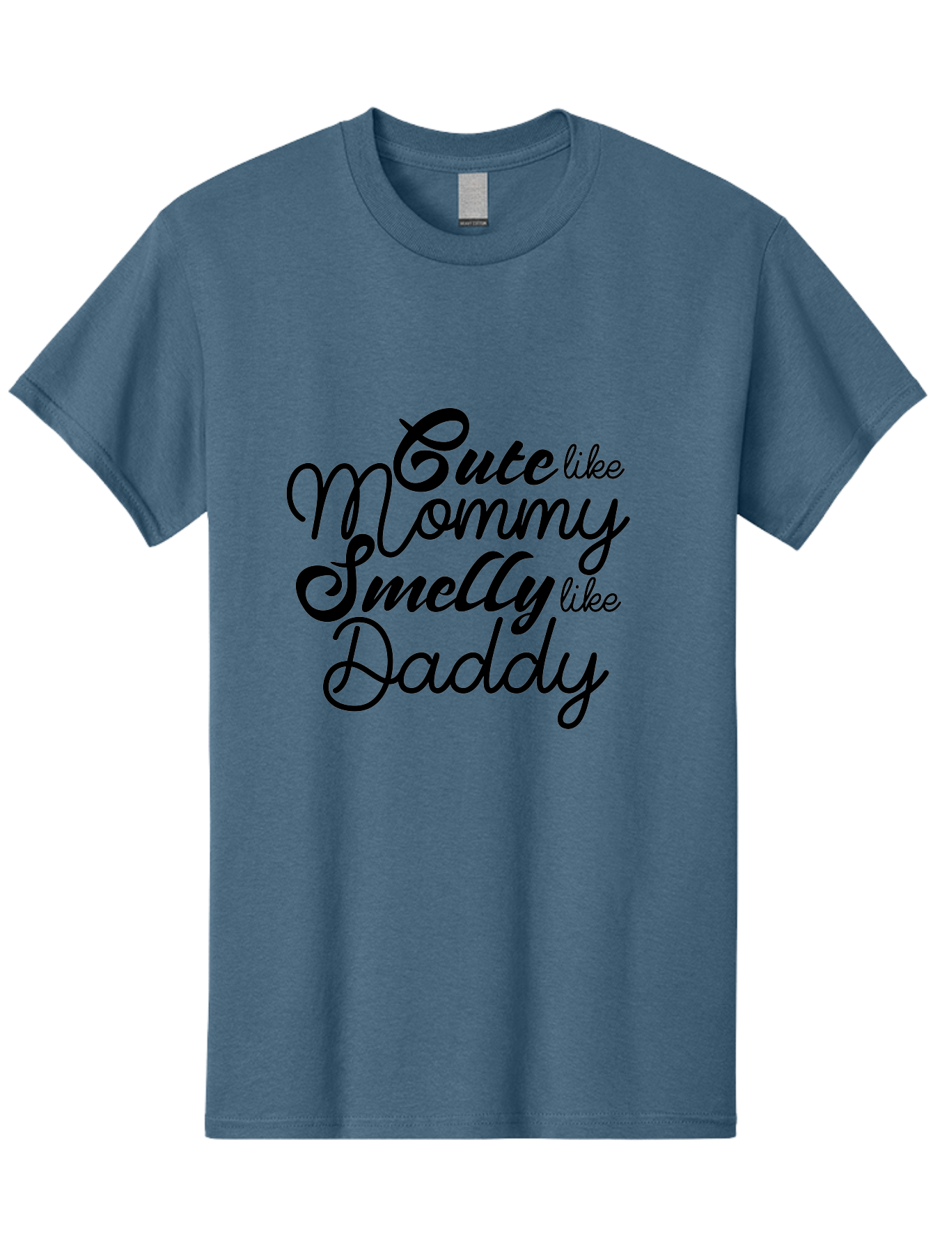 Cute-Like-Mommy-Smelly-Like-Daddy Men'S Graphic Tee, 100% Cotton, Comfortable Casual Summer Wear, Machine Washable, Funny Quotes, Baby Humor, Mommy Daddy Quote, Cute Baby Saying, Humorous Design, Playful Typography, Funny Baby Graphics, Aac619
