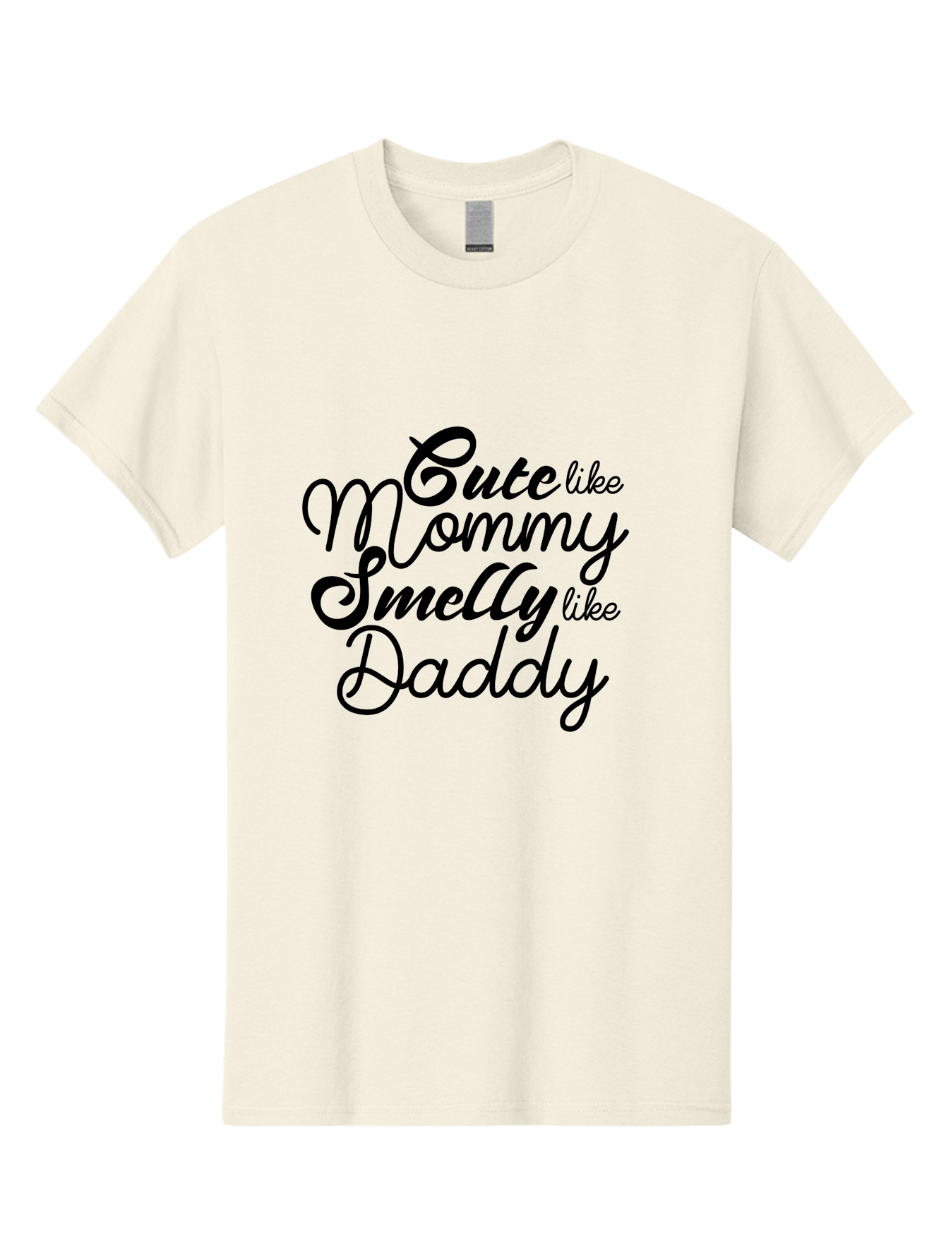 Cute-Like-Mommy-Smelly-Like-Daddy Men'S Graphic Tee, 100% Cotton, Comfortable Casual Summer Wear, Machine Washable, Funny Quotes, Baby Humor, Mommy Daddy Quote, Cute Baby Saying, Humorous Design, Playful Typography, Funny Baby Graphics, Aac619