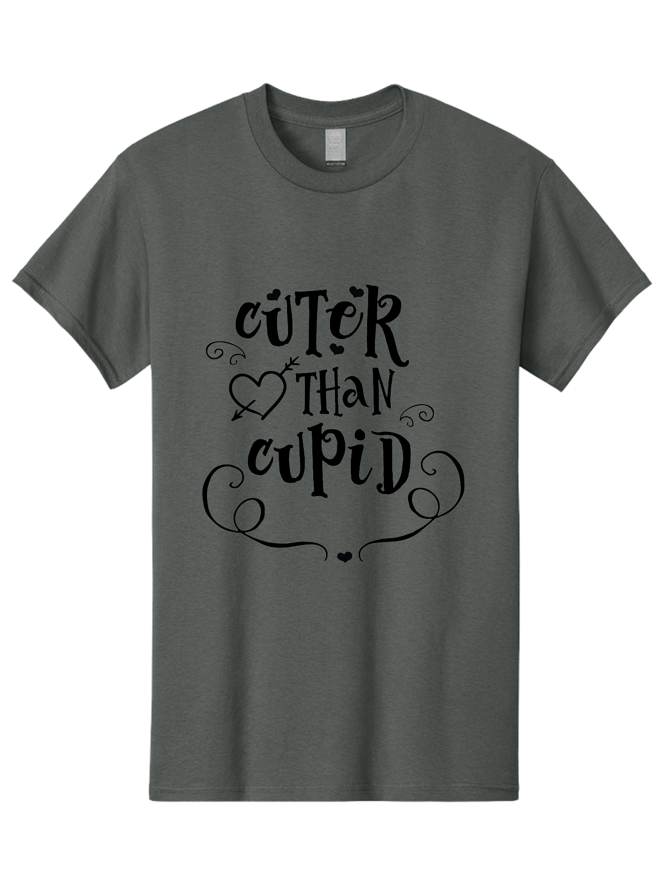 Cuter-Than-Cupid Men'S Graphic Tee, 100% Cotton, Comfortable Casual Summer Wear, Machine Washable, Cute Quotes, Valentine'S Day, Love Messages, Heart Designs, Cupid Theme, Typography Art, Romantic Phrases, Adorable Sayings, Whimsical Fonts Aac620