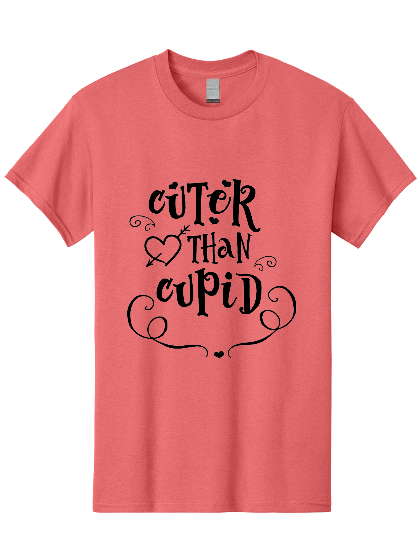 Cuter-Than-Cupid Men'S Graphic Tee, 100% Cotton, Comfortable Casual Summer Wear, Machine Washable, Cute Quotes, Valentine'S Day, Love Messages, Heart Designs, Cupid Theme, Typography Art, Romantic Phrases, Adorable Sayings, Whimsical Fonts Aac620
