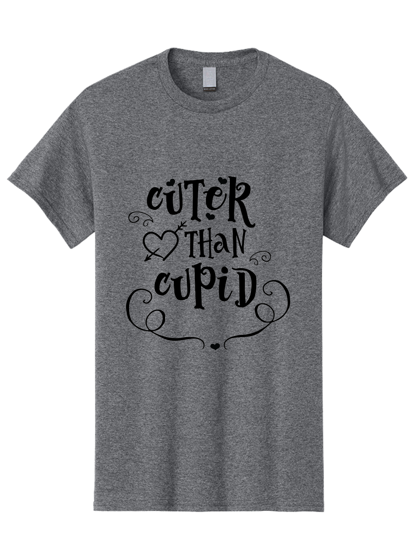 Cuter-Than-Cupid Men'S Graphic Tee, 100% Cotton, Comfortable Casual Summer Wear, Machine Washable, Cute Quotes, Valentine'S Day, Love Messages, Heart Designs, Cupid Theme, Typography Art, Romantic Phrases, Adorable Sayings, Whimsical Fonts Aac620
