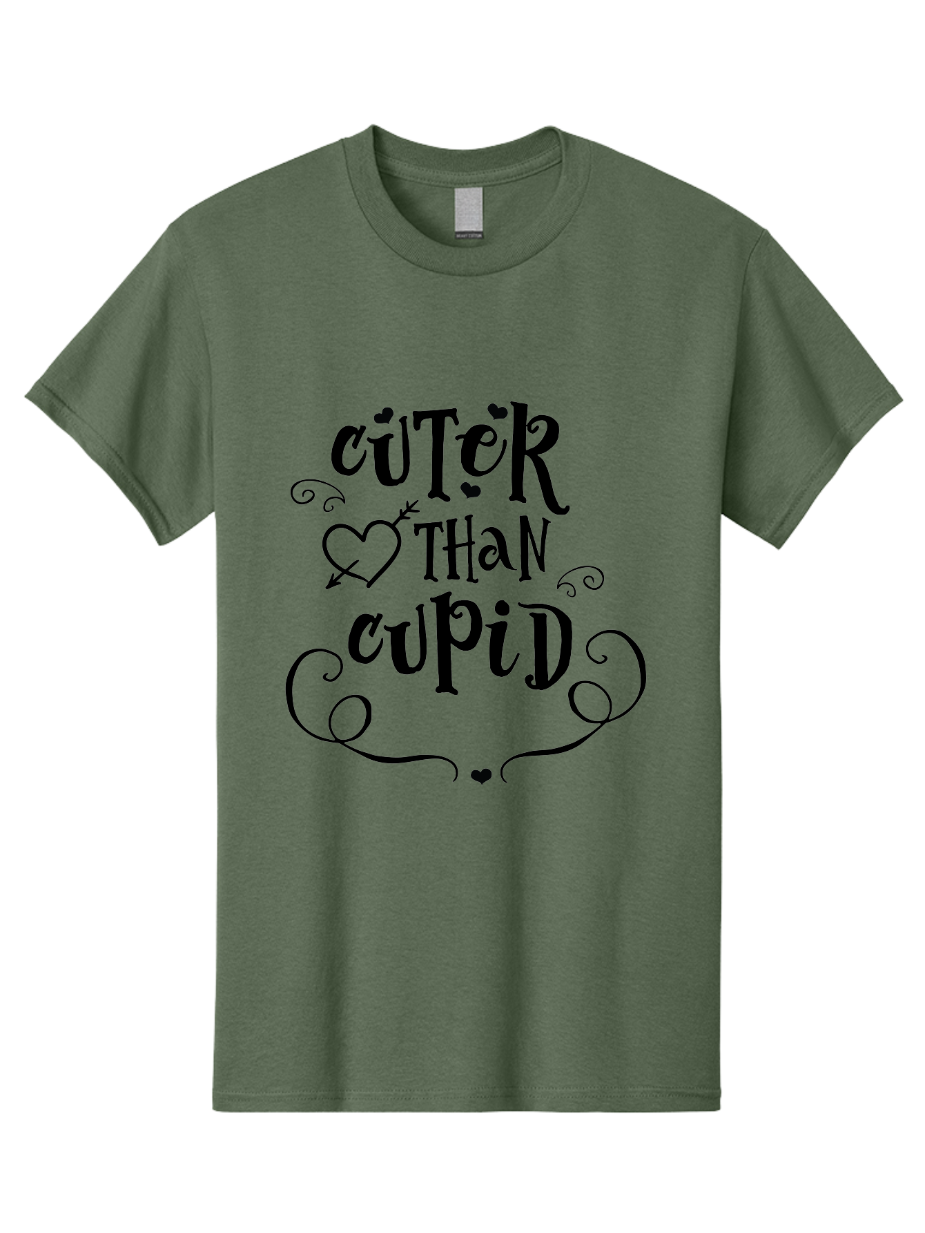 Cuter-Than-Cupid Men'S Graphic Tee, 100% Cotton, Comfortable Casual Summer Wear, Machine Washable, Cute Quotes, Valentine'S Day, Love Messages, Heart Designs, Cupid Theme, Typography Art, Romantic Phrases, Adorable Sayings, Whimsical Fonts Aac620
