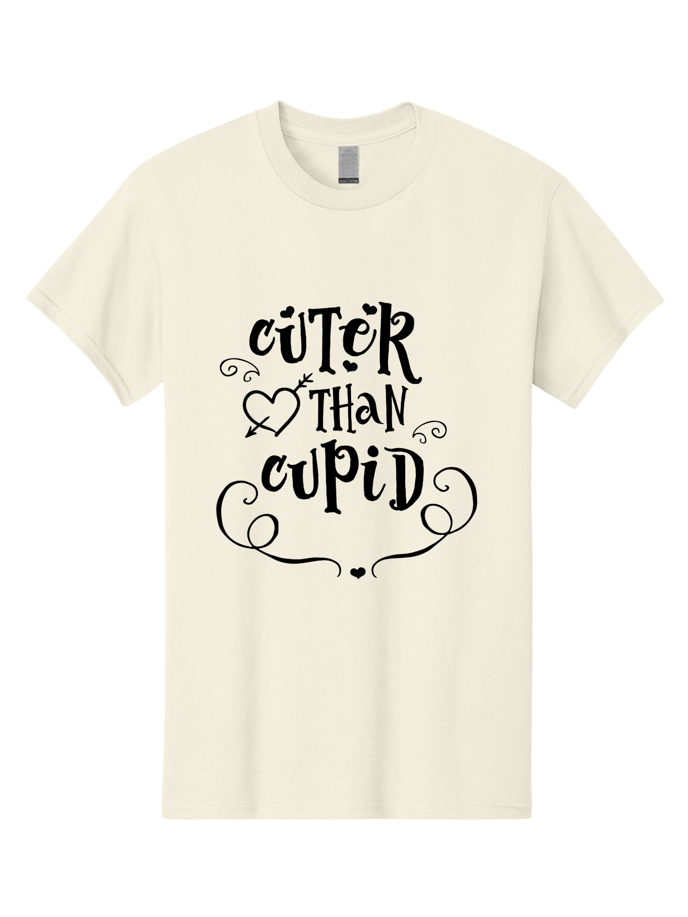 Cuter-Than-Cupid Men'S Graphic Tee, 100% Cotton, Comfortable Casual Summer Wear, Machine Washable, Cute Quotes, Valentine'S Day, Love Messages, Heart Designs, Cupid Theme, Typography Art, Romantic Phrases, Adorable Sayings, Whimsical Fonts Aac620
