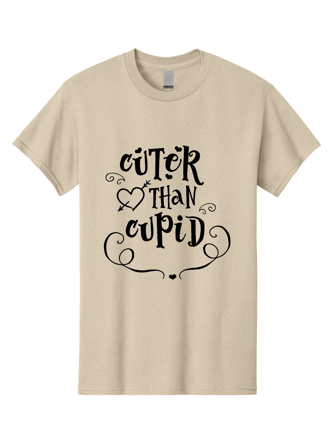 Cuter-Than-Cupid Men'S Graphic Tee, 100% Cotton, Comfortable Casual Summer Wear, Machine Washable, Cute Quotes, Valentine'S Day, Love Messages, Heart Designs, Cupid Theme, Typography Art, Romantic Phrases, Adorable Sayings, Whimsical Fonts Aac620