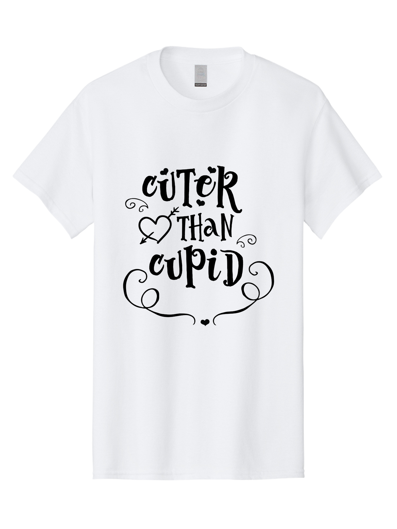 Cuter-Than-Cupid Men'S Graphic Tee, 100% Cotton, Comfortable Casual Summer Wear, Machine Washable, Cute Quotes, Valentine'S Day, Love Messages, Heart Designs, Cupid Theme, Typography Art, Romantic Phrases, Adorable Sayings, Whimsical Fonts Aac620