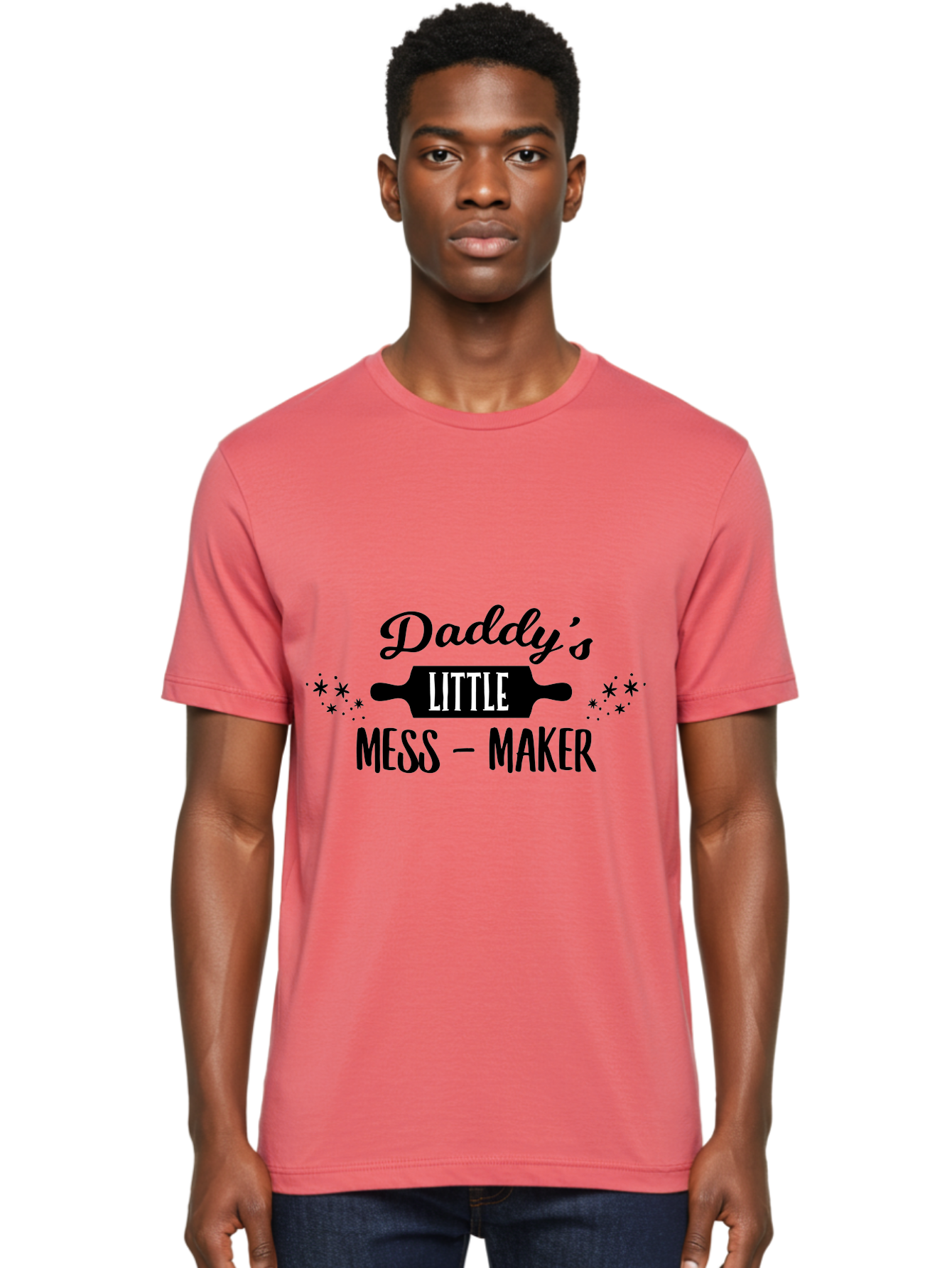 Daddy-S-Little-Mess-Maker Men'S Graphic Tee, 100% Cotton, Comfortable Casual Summer Wear, Machine Washable, Funny Kitchen Quote, Baking With Daddy, Cooking Together, Playful Family Moments, Messy Kitchen, Father Child Bonding, Culinary Fun Aac622