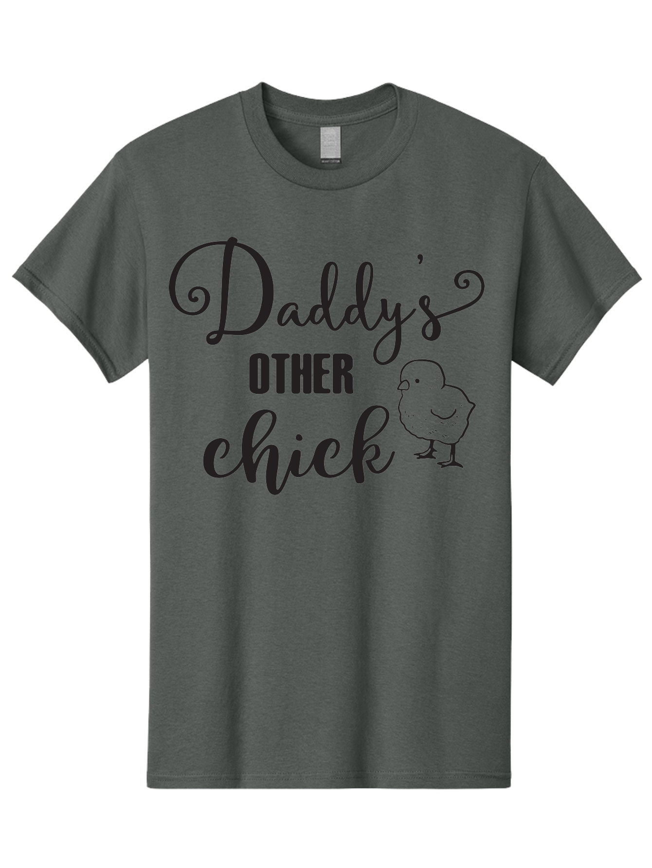 Daddy-S-Other-Chick Men'S Graphic Tee, 100% Cotton, Comfortable Casual Summer Wear, Machine Washable, Funny Quote, Cute Chick, Playful Text, Daddy'S Girl, Humorous Saying, Sweet Chick Illustration, Father'S Day Gift Aac623