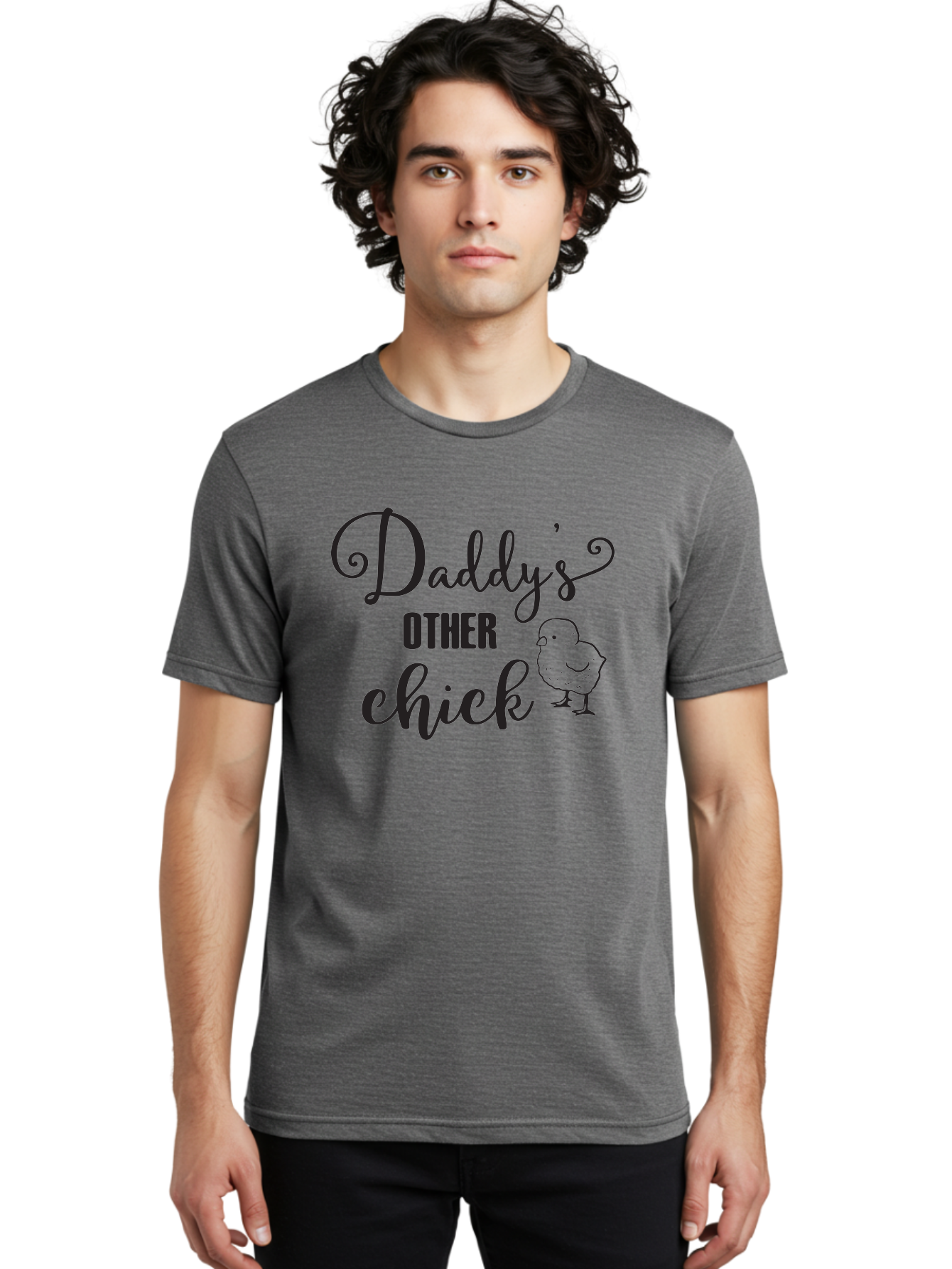Daddy-S-Other-Chick Men'S Graphic Tee, 100% Cotton, Comfortable Casual Summer Wear, Machine Washable, Funny Quote, Cute Chick, Playful Text, Daddy'S Girl, Humorous Saying, Sweet Chick Illustration, Father'S Day Gift Aac623