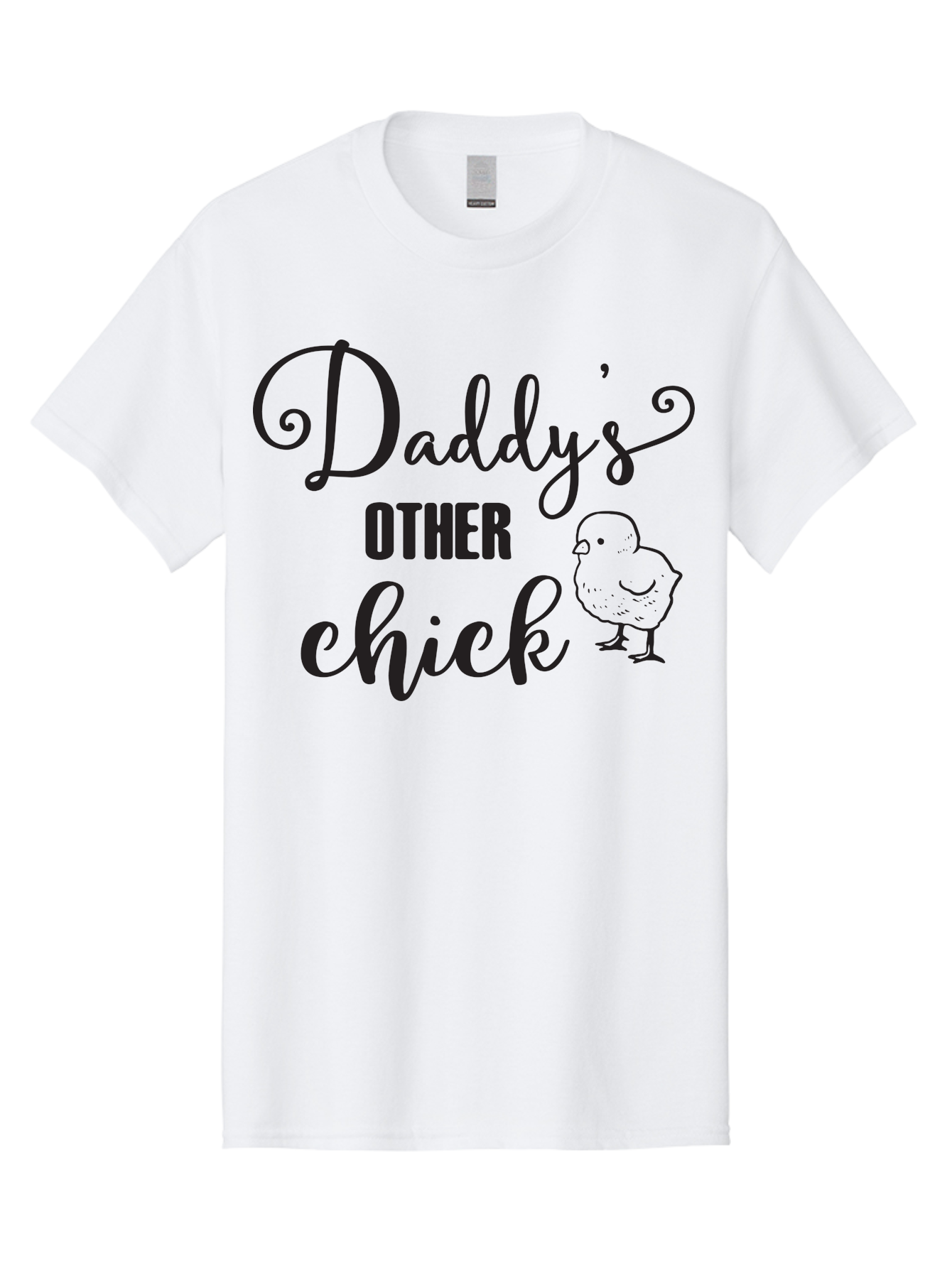 Daddy-S-Other-Chick Men'S Graphic Tee, 100% Cotton, Comfortable Casual Summer Wear, Machine Washable, Funny Quote, Cute Chick, Playful Text, Daddy'S Girl, Humorous Saying, Sweet Chick Illustration, Father'S Day Gift Aac623