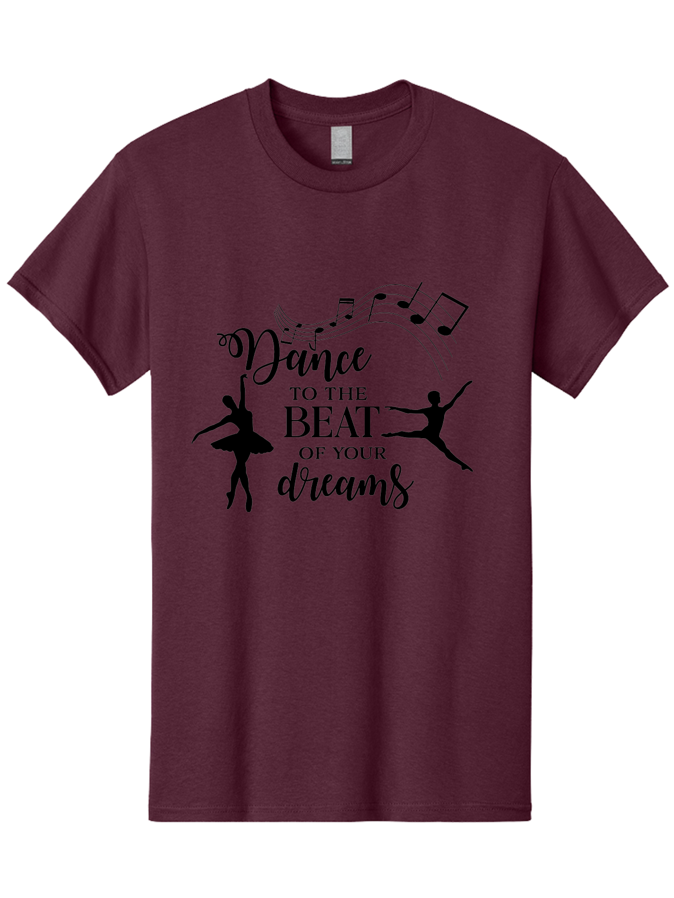 Dance-To-The-Beat-Of-Your-Dreams Men'S Graphic Tee, 100% Cotton, Comfortable Casual Summer Wear, Machine Washable, Dance Inspiration, Motivational Quote, Ballet Dancers, Rhythmic Movement, Dancing Silhouettes, Music Notes, Inspirational Words, Aac624