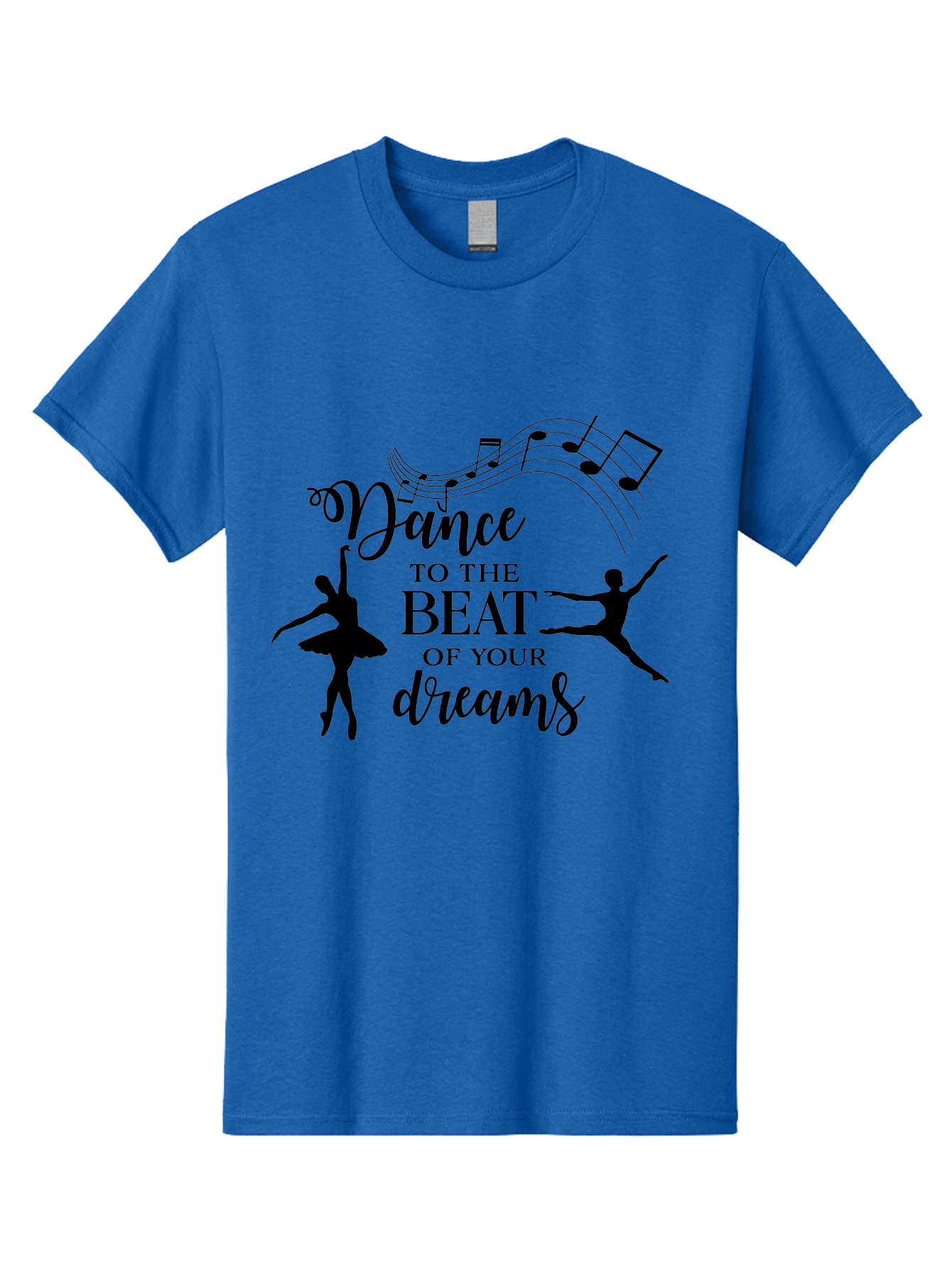 Dance-To-The-Beat-Of-Your-Dreams Men'S Graphic Tee, 100% Cotton, Comfortable Casual Summer Wear, Machine Washable, Dance Inspiration, Motivational Quote, Ballet Dancers, Rhythmic Movement, Dancing Silhouettes, Music Notes, Inspirational Words, Aac624
