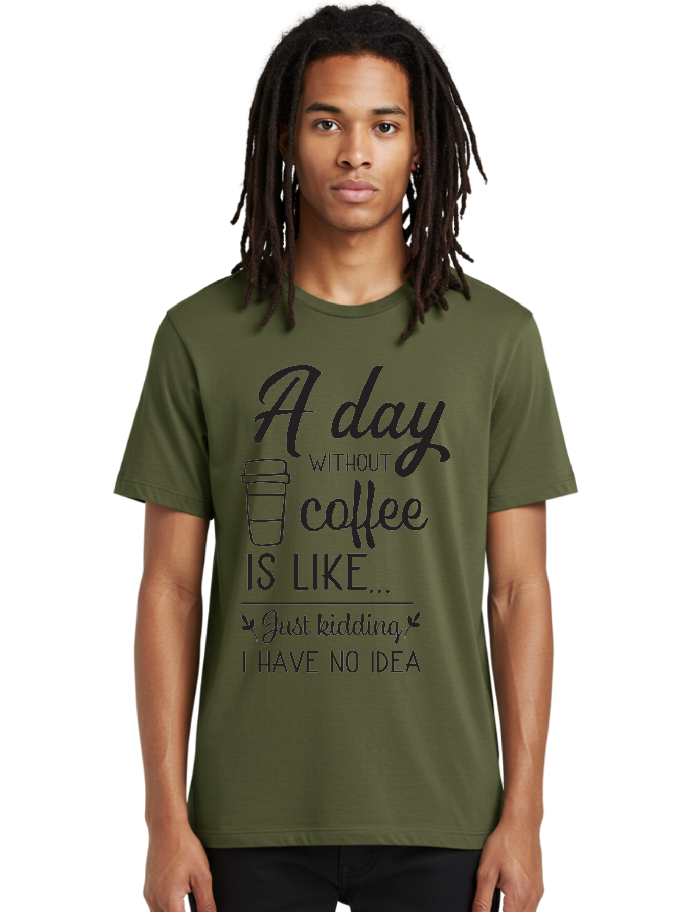 Day-Without-Coffee-Is-Like Men'S Graphic Tee, 100% Cotton, Comfortable Casual Summer Wear, Machine Washable, Humorous Quote, Coffee Lover, Funny Saying, Coffee Addiction, Coffee Quote, Coffee Humor, Caffeine Fix, Morning Coffee, Aac627