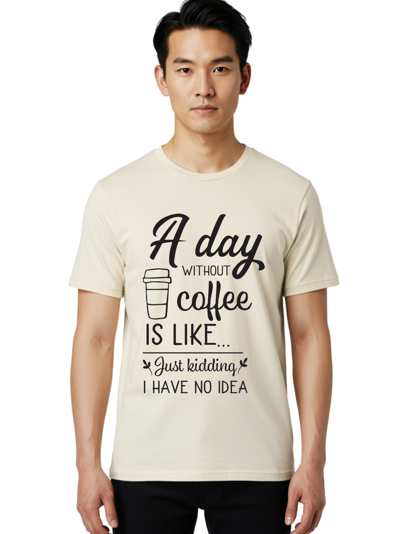 Day-Without-Coffee-Is-Like Men'S Graphic Tee, 100% Cotton, Comfortable Casual Summer Wear, Machine Washable, Humorous Quote, Coffee Lover, Funny Saying, Coffee Addiction, Coffee Quote, Coffee Humor, Caffeine Fix, Morning Coffee, Aac627