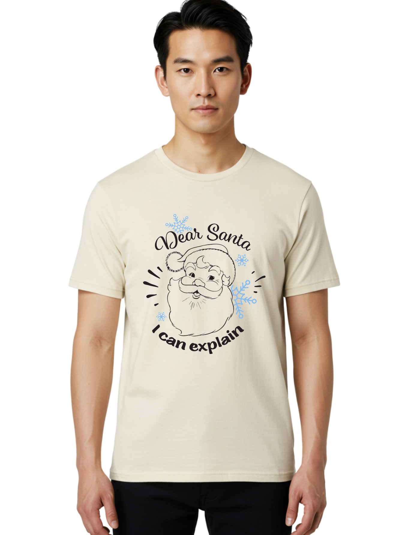 Dear-Santa-I-Can-Explain-1 Men'S Graphic Tee, 100% Cotton, Comfortable Casual Summer Wear, Machine Washable, Santa Claus Illustration, Christmas Humor, Festive Design, Holiday Joke, Naughty List, Xmas Gift, Funny Quote, Jolly Old Elf Aac629