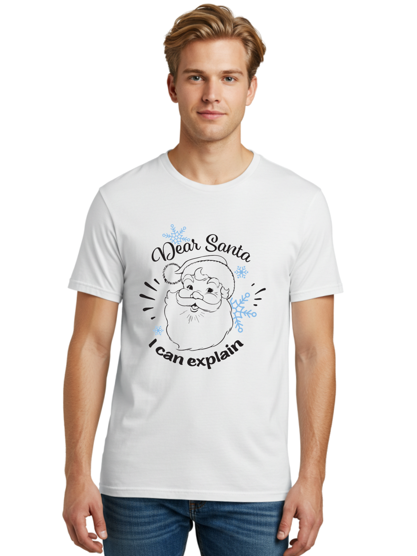 Dear-Santa-I-Can-Explain-1 Men'S Graphic Tee, 100% Cotton, Comfortable Casual Summer Wear, Machine Washable, Santa Claus Illustration, Christmas Humor, Festive Design, Holiday Joke, Naughty List, Xmas Gift, Funny Quote, Jolly Old Elf Aac629