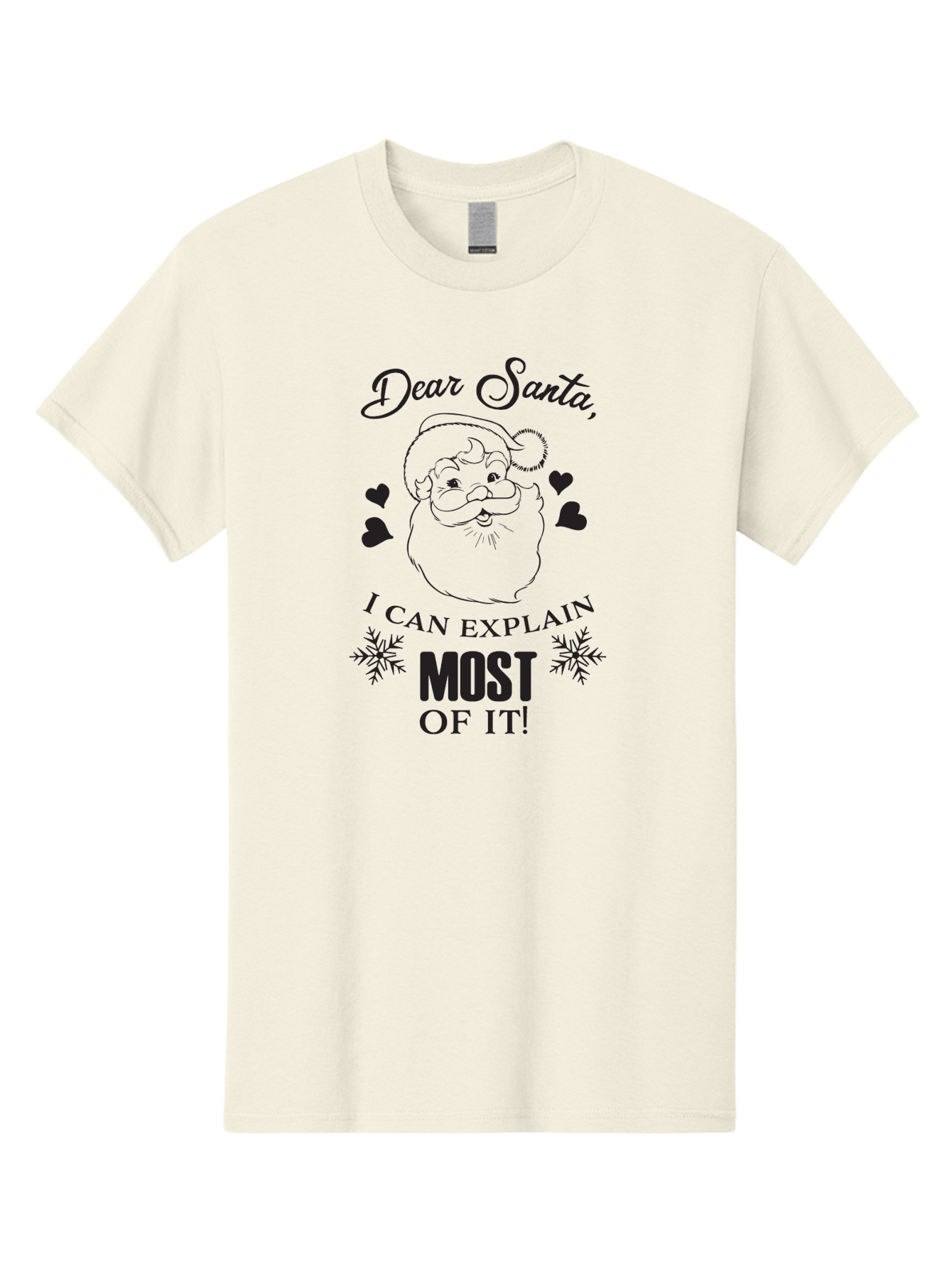 Dear-Santa-I-Can-Explain Men'S Graphic Tee, 100% Cotton, Comfortable Casual Summer Wear, Machine Washable, Humorous Santa Claus, Funny Christmas Quote, Dear Santa I Can Explain Most Of It, Christmas Humor, Holiday Joke, Santa Illustration, Aac630