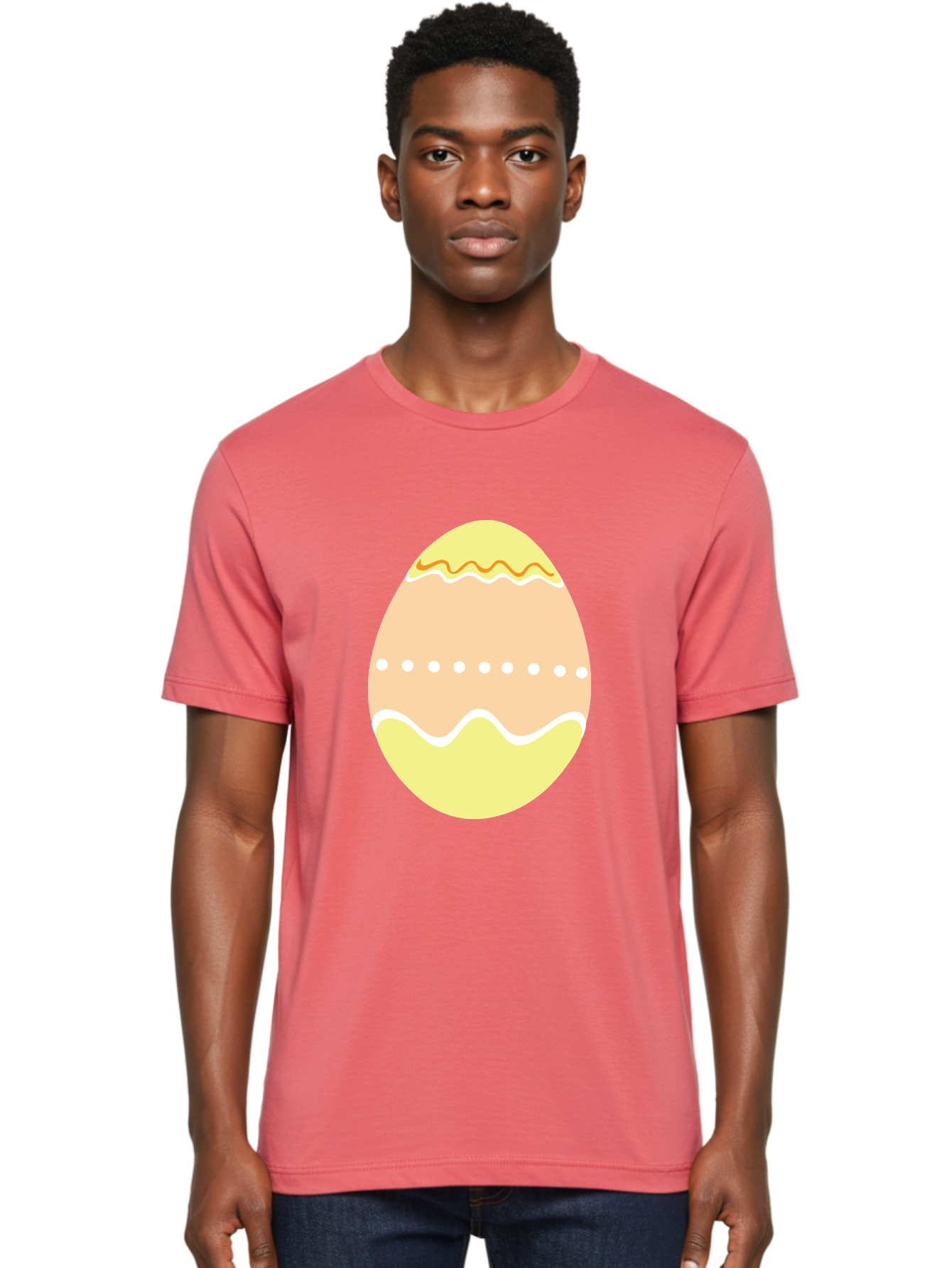 Decorated-Easter-Egg-2 Men'S Graphic Tee, 100% Cotton, Comfortable Casual Summer Wear, Machine Washable, Easter Egg, Decorated Egg, Spring Theme, Vibrant Colors, Wavy Lines, Dotted Pattern, Festive Design, Pastel Colors, Holiday Decoration, Aac633