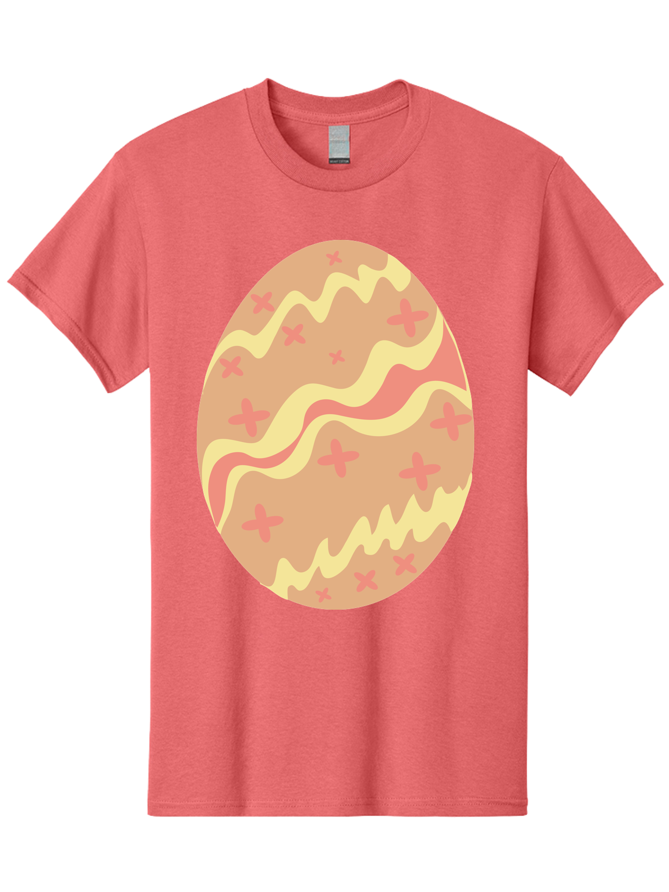 Decorated-Easter-Egg Men'S Graphic Tee, 100% Cotton, Comfortable Casual Summer Wear, Machine Washable, Easter Egg, Decorated Egg, Pastel Colors, Pink And Yellow Design, Cross Patterns, Wavy Lines, Spring Theme, Easter Decoration, Festive Egg Aac634
