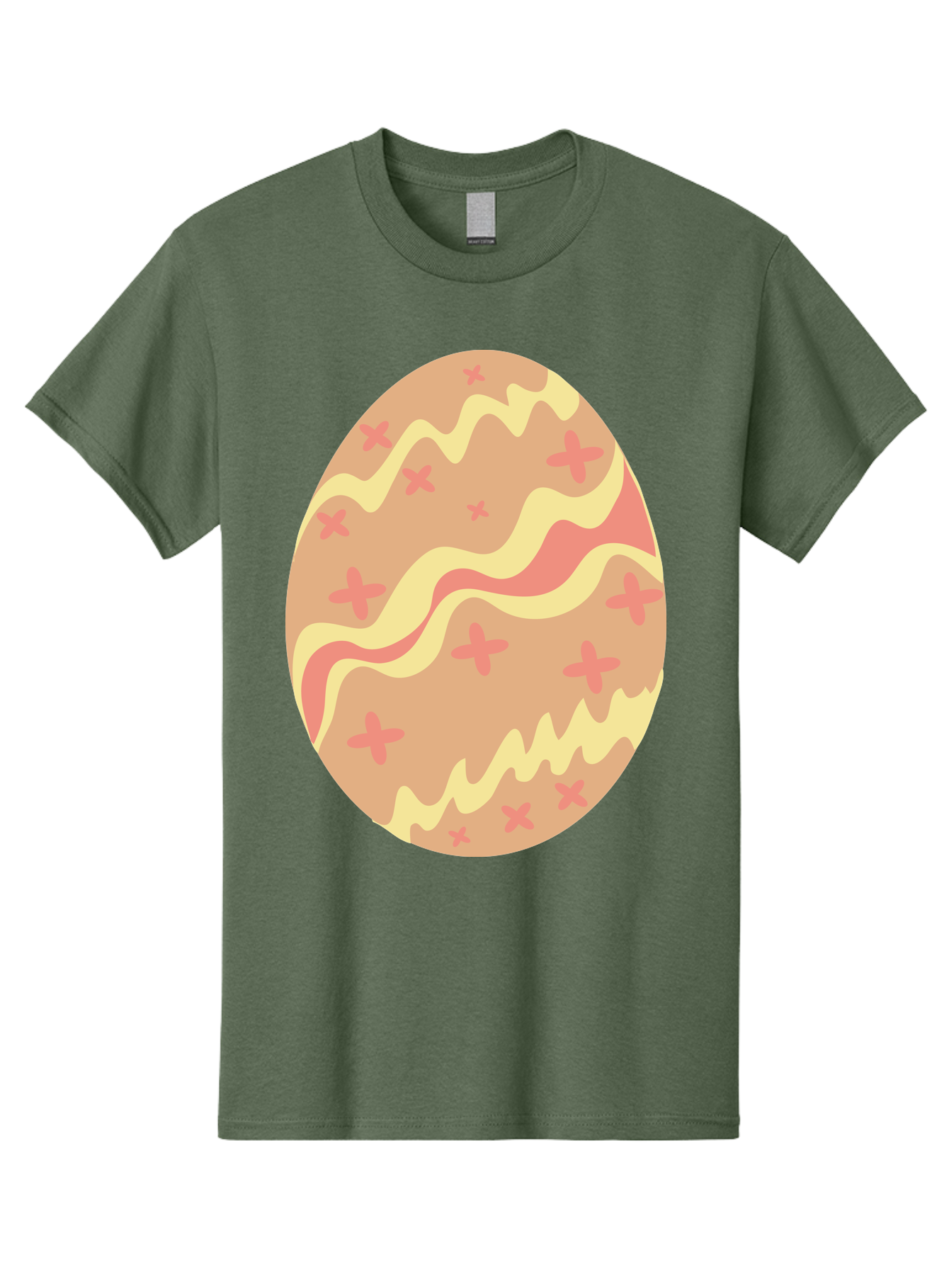 Decorated-Easter-Egg Men'S Graphic Tee, 100% Cotton, Comfortable Casual Summer Wear, Machine Washable, Easter Egg, Decorated Egg, Pastel Colors, Pink And Yellow Design, Cross Patterns, Wavy Lines, Spring Theme, Easter Decoration, Festive Egg Aac634