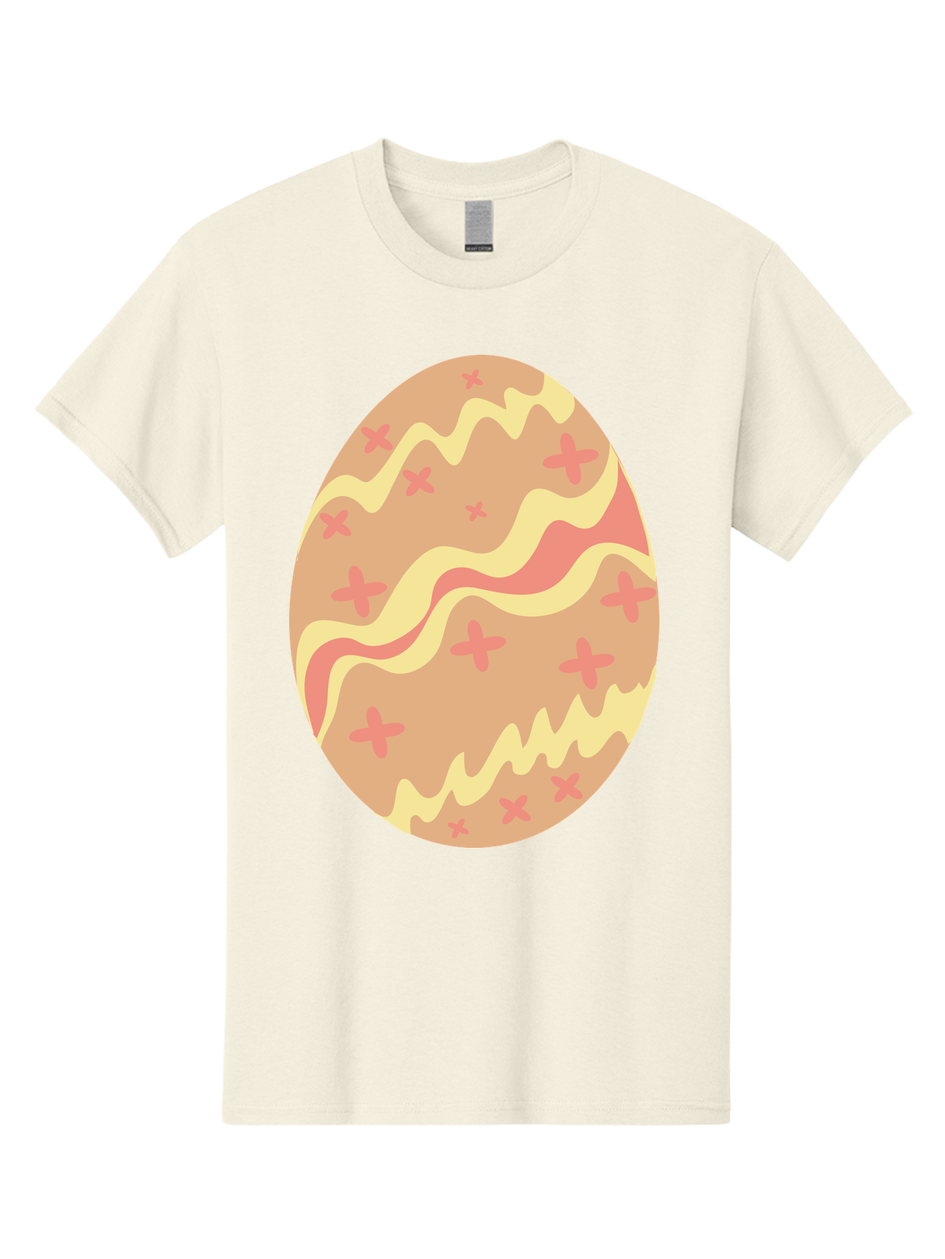 Decorated-Easter-Egg Men'S Graphic Tee, 100% Cotton, Comfortable Casual Summer Wear, Machine Washable, Easter Egg, Decorated Egg, Pastel Colors, Pink And Yellow Design, Cross Patterns, Wavy Lines, Spring Theme, Easter Decoration, Festive Egg Aac634