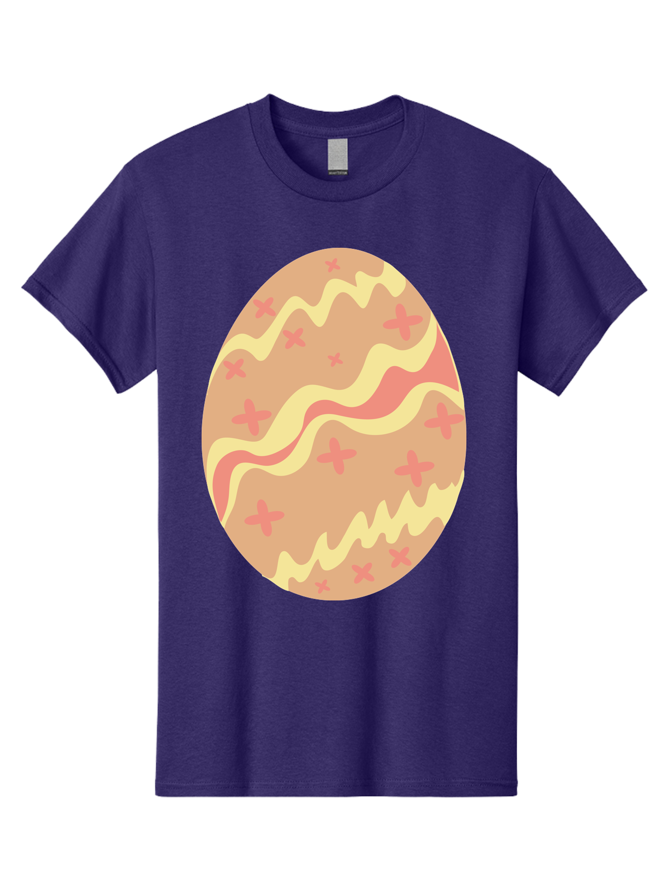 Decorated-Easter-Egg Men'S Graphic Tee, 100% Cotton, Comfortable Casual Summer Wear, Machine Washable, Easter Egg, Decorated Egg, Pastel Colors, Pink And Yellow Design, Cross Patterns, Wavy Lines, Spring Theme, Easter Decoration, Festive Egg Aac634