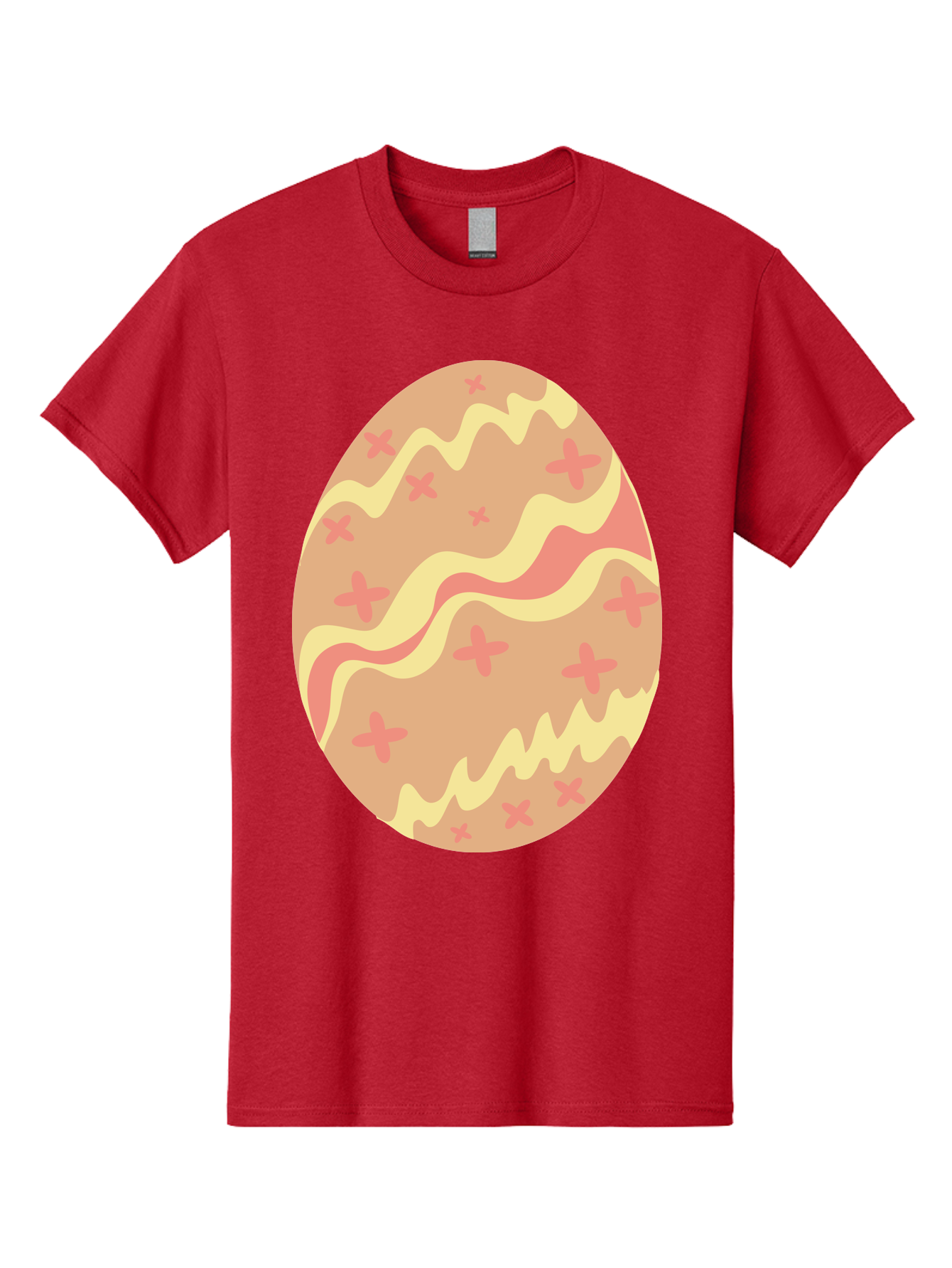 Decorated-Easter-Egg Men'S Graphic Tee, 100% Cotton, Comfortable Casual Summer Wear, Machine Washable, Easter Egg, Decorated Egg, Pastel Colors, Pink And Yellow Design, Cross Patterns, Wavy Lines, Spring Theme, Easter Decoration, Festive Egg Aac634