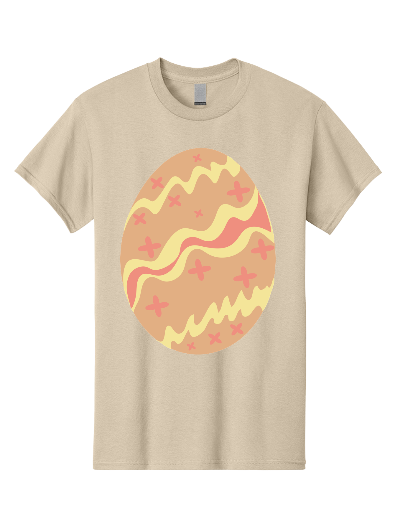 Decorated-Easter-Egg Men'S Graphic Tee, 100% Cotton, Comfortable Casual Summer Wear, Machine Washable, Easter Egg, Decorated Egg, Pastel Colors, Pink And Yellow Design, Cross Patterns, Wavy Lines, Spring Theme, Easter Decoration, Festive Egg Aac634
