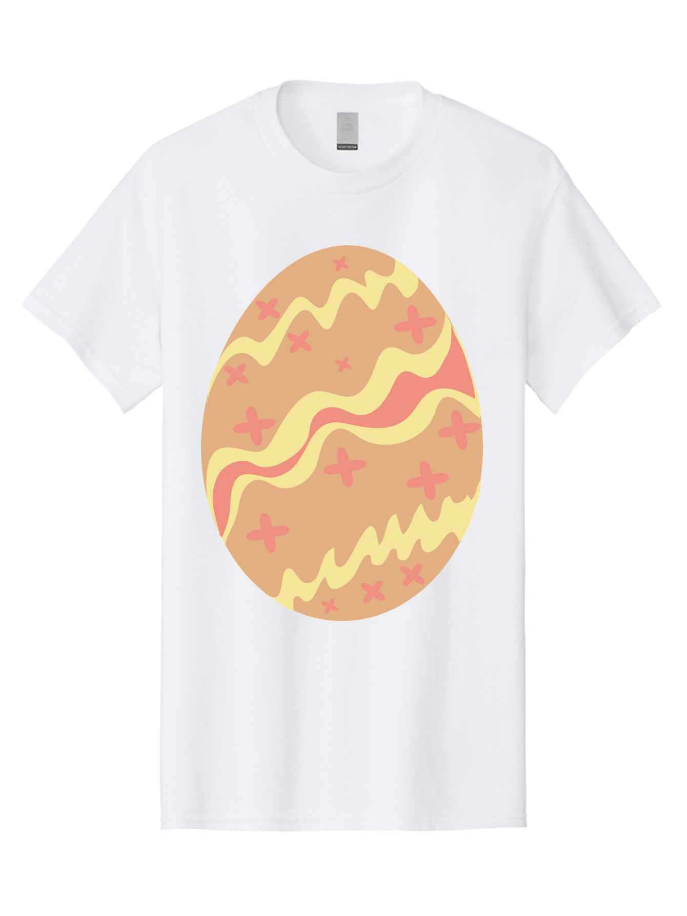 Decorated-Easter-Egg Men'S Graphic Tee, 100% Cotton, Comfortable Casual Summer Wear, Machine Washable, Easter Egg, Decorated Egg, Pastel Colors, Pink And Yellow Design, Cross Patterns, Wavy Lines, Spring Theme, Easter Decoration, Festive Egg Aac634