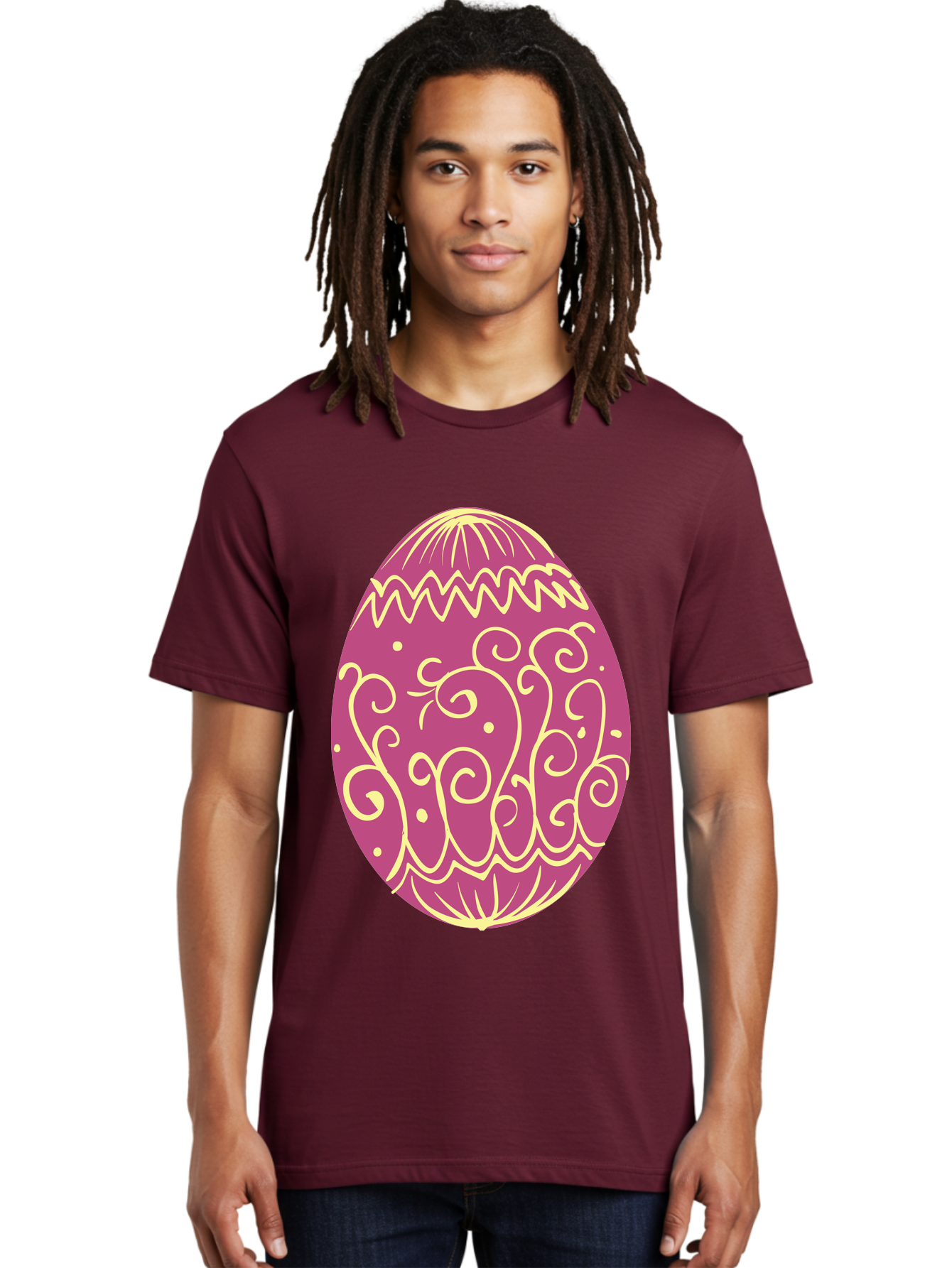Decorated-Egg Men'S Graphic Tee, 100% Cotton, Comfortable Casual Summer Wear, Machine Washable, Decorated Easter Egg, Purple And Gold, Intricate Designs, Swirling Patterns, Festive Colors, Easter Celebration, Spring Decoration, Ornate Egg Aac635