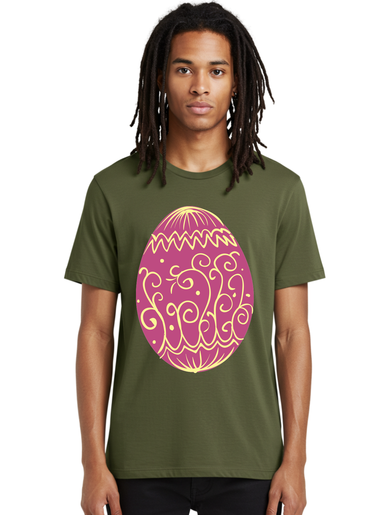 Decorated-Egg Men'S Graphic Tee, 100% Cotton, Comfortable Casual Summer Wear, Machine Washable, Decorated Easter Egg, Purple And Gold, Intricate Designs, Swirling Patterns, Festive Colors, Easter Celebration, Spring Decoration, Ornate Egg Aac635