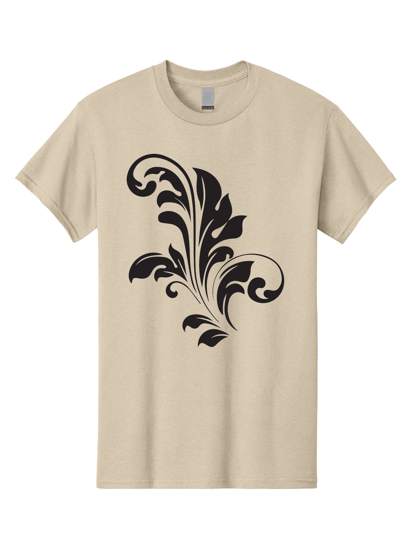 Decorative-Leaf-Pattern Men'S Graphic Tee, 100% Cotton, Comfortable Casual Summer Wear, Machine Washable, Floral Pattern, Leaf Design, Luxury Decor, Elegant Motifs, Intricate Details, Ornate Style, Classic Design Elements, Decorative Art Aac636